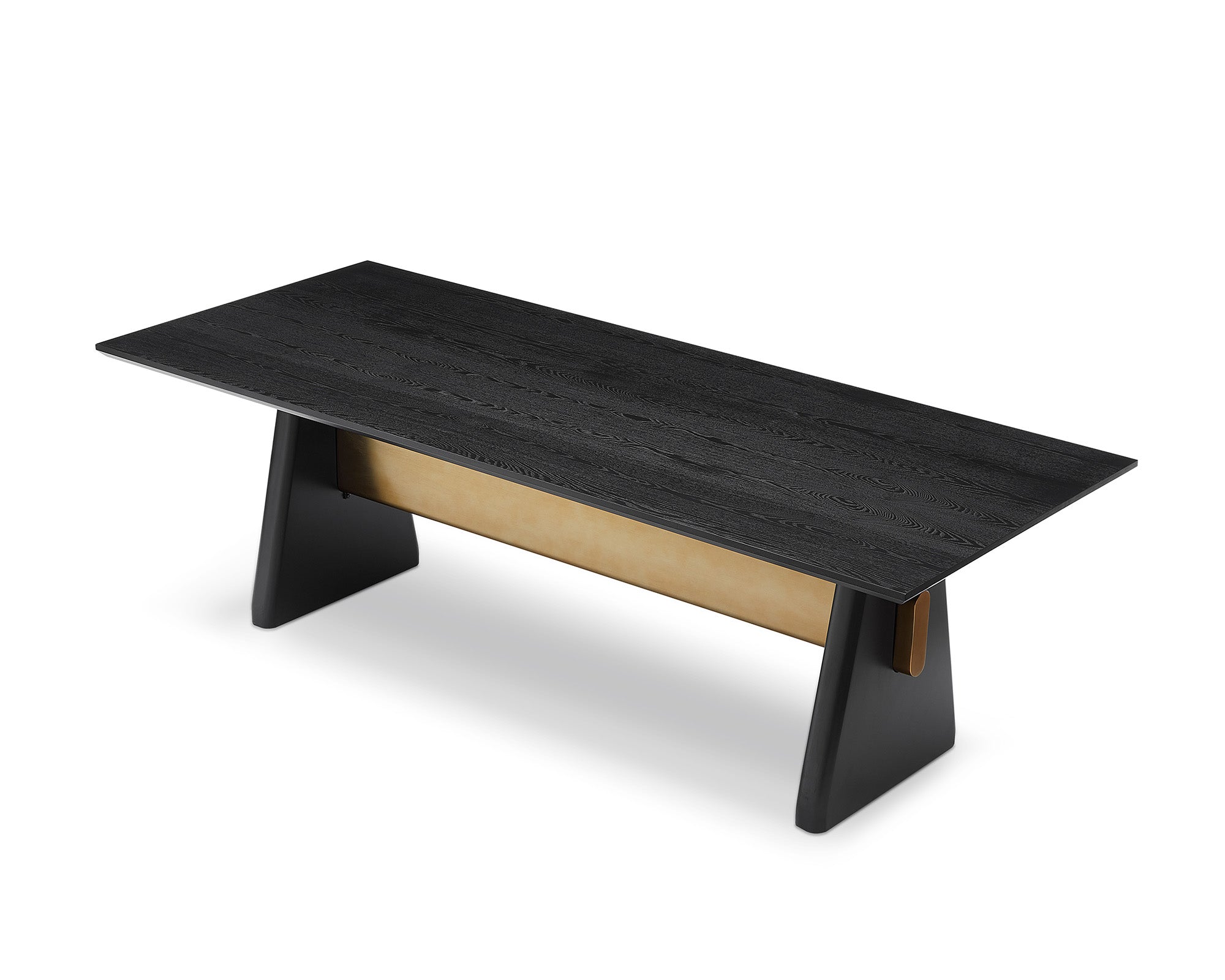 Walden Dining Table - Black Oak Wood/Brushed Brass