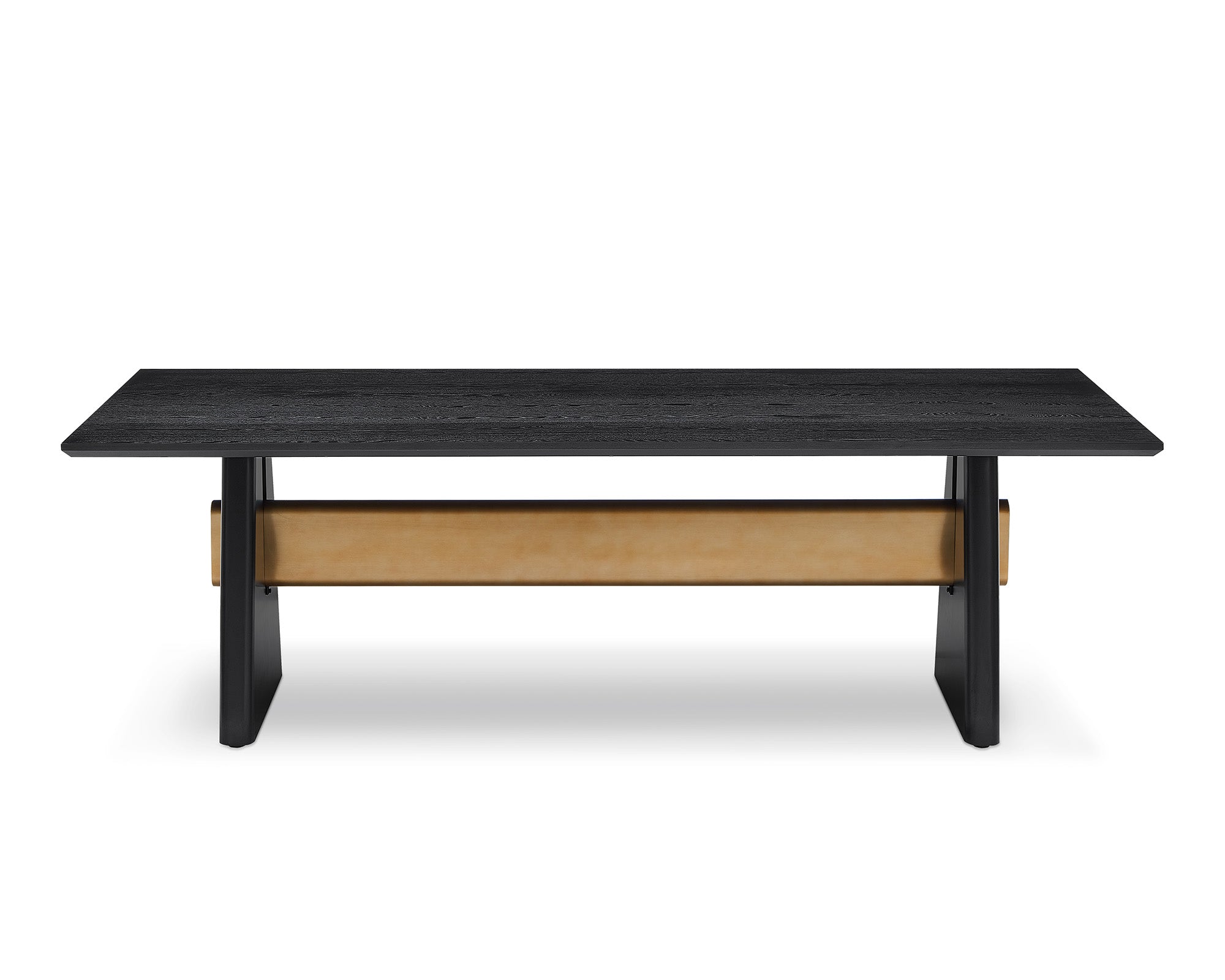 Walden Dining Table - Black Oak Wood/Brushed Brass