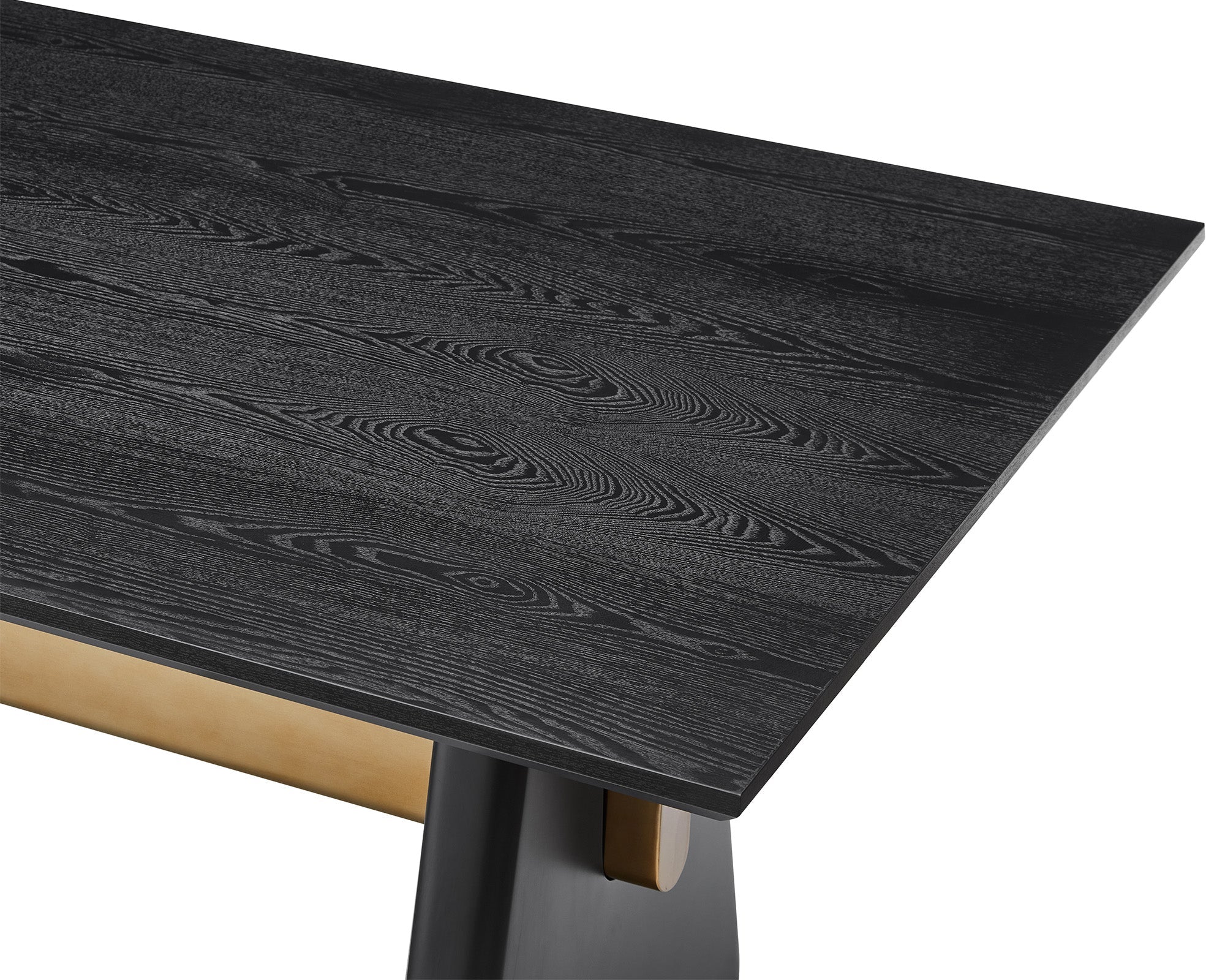 Walden Dining Table - Black Oak Wood/Brushed Brass