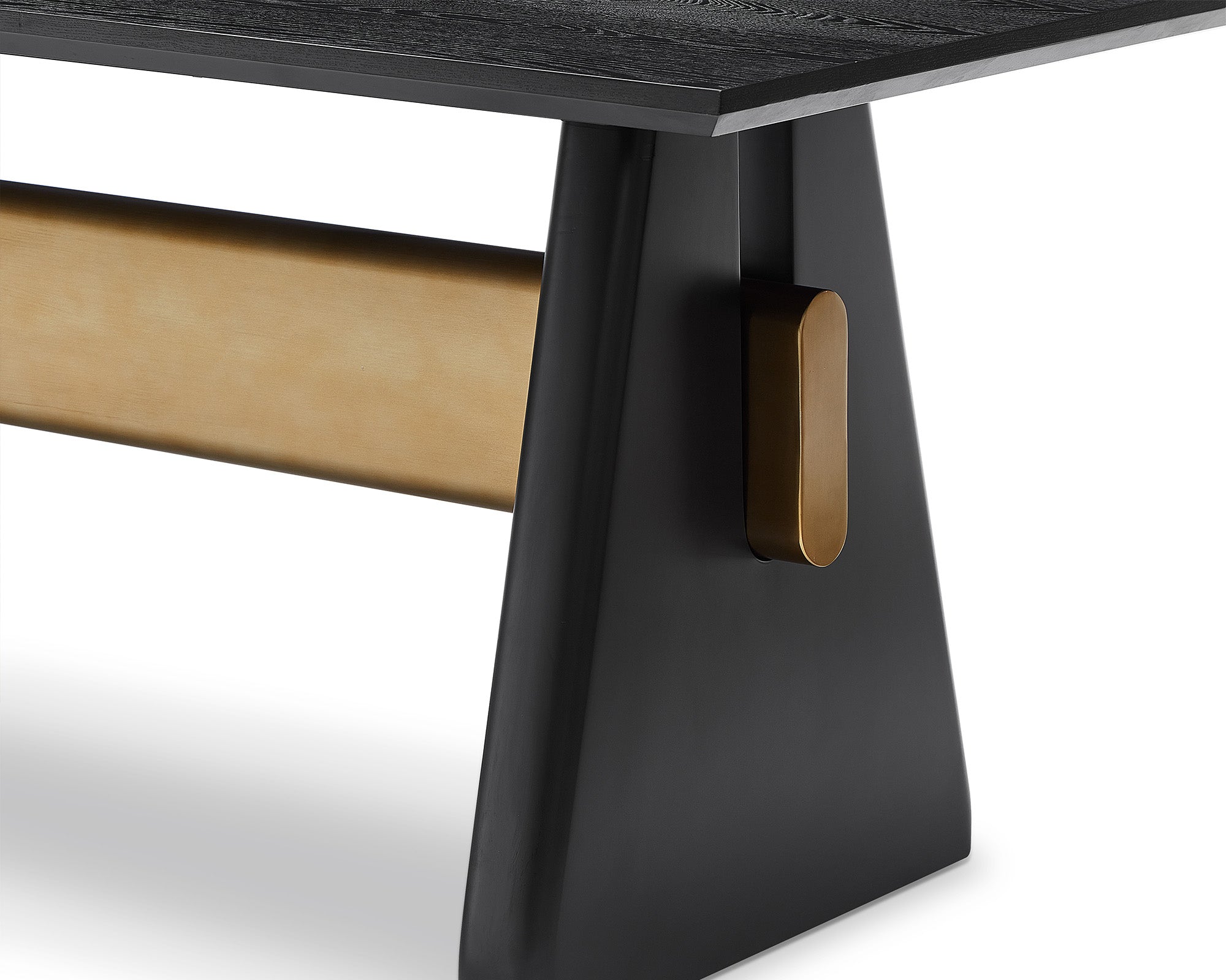 Walden Dining Table - Black Oak Wood/Brushed Brass