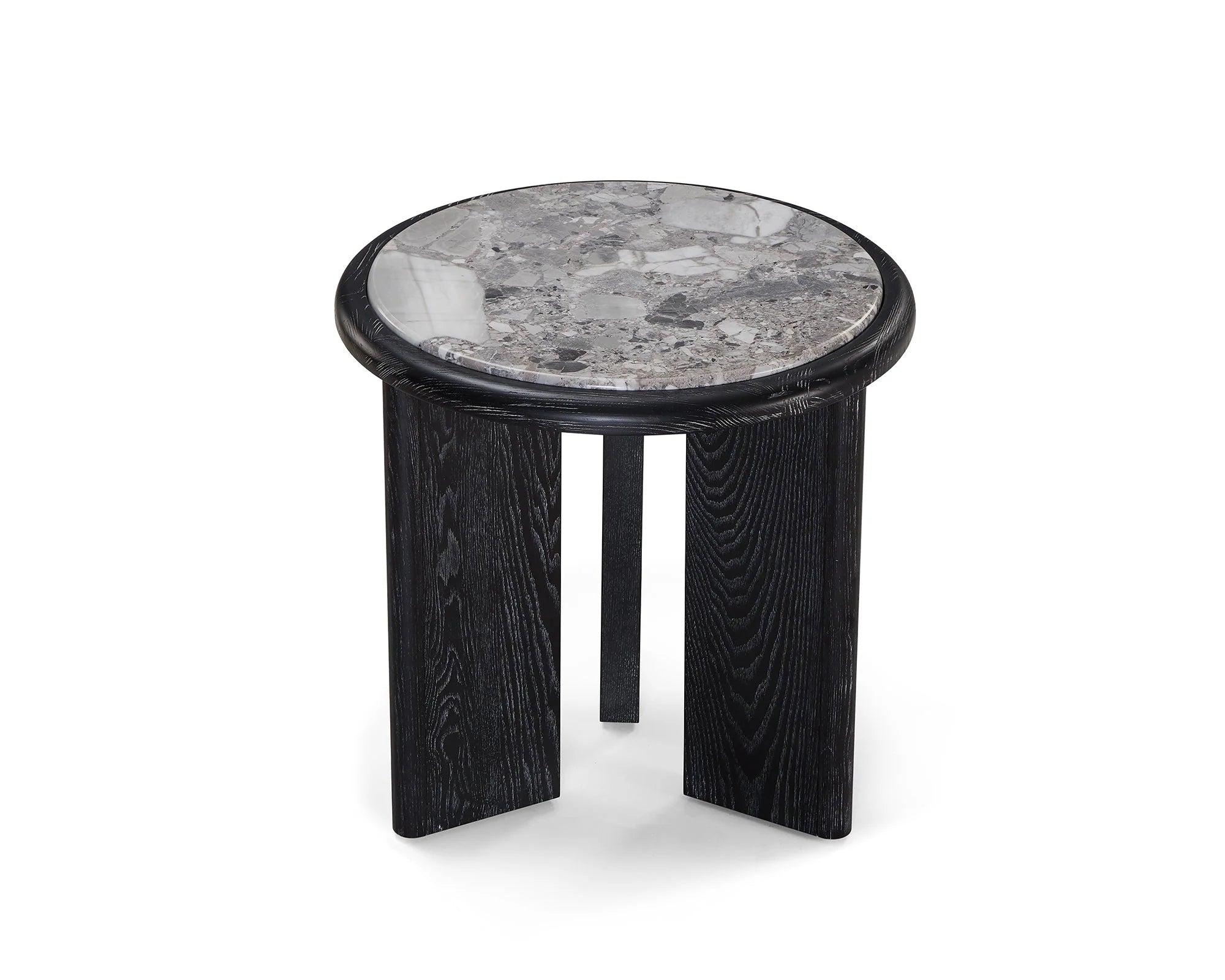 Herman Oreo Grey Marble & Ebony Side Table