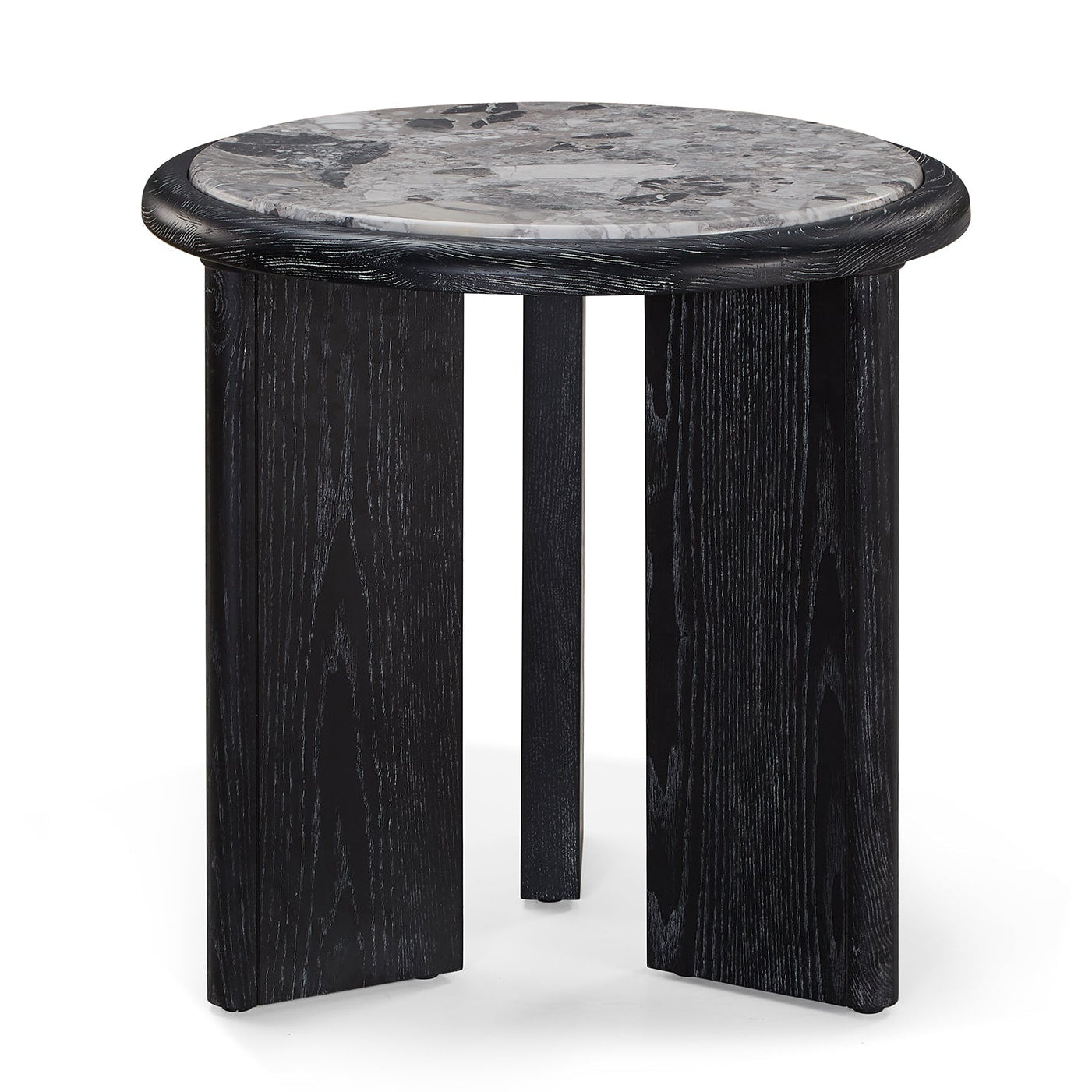Herman Oreo Grey Marble & Ebony Side Table