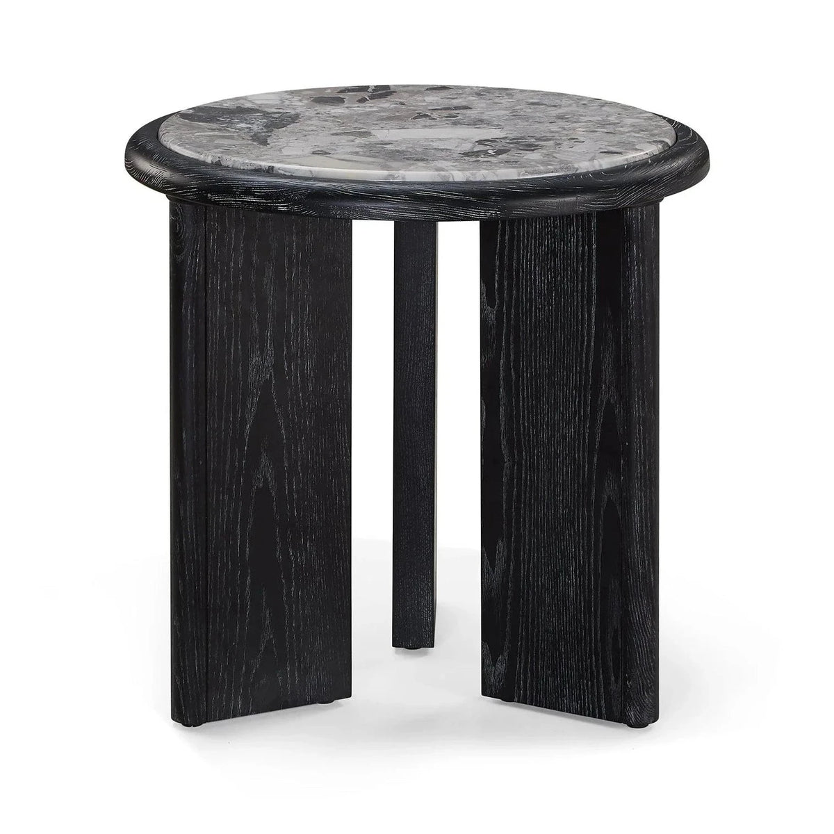 Herman Oreo Grey Marble & Ebony Side Table