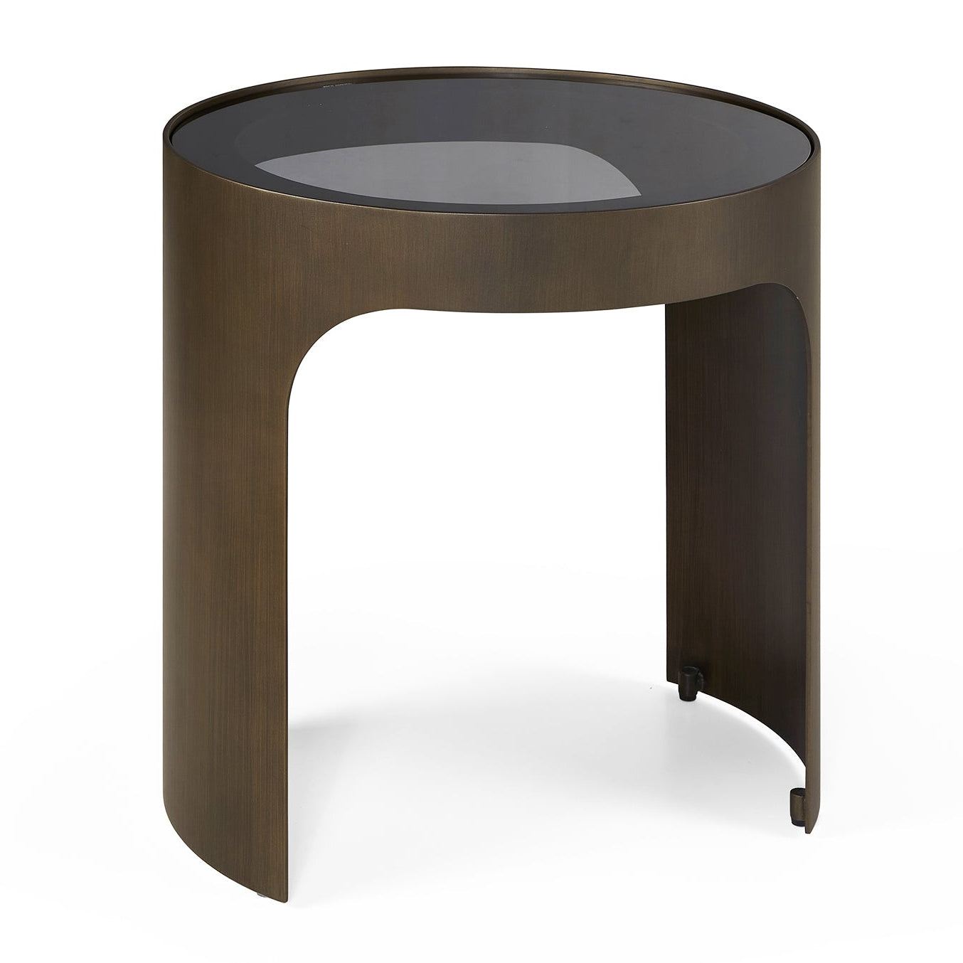 Arch Antique Bronze & Smoked Black Glass Side Table
