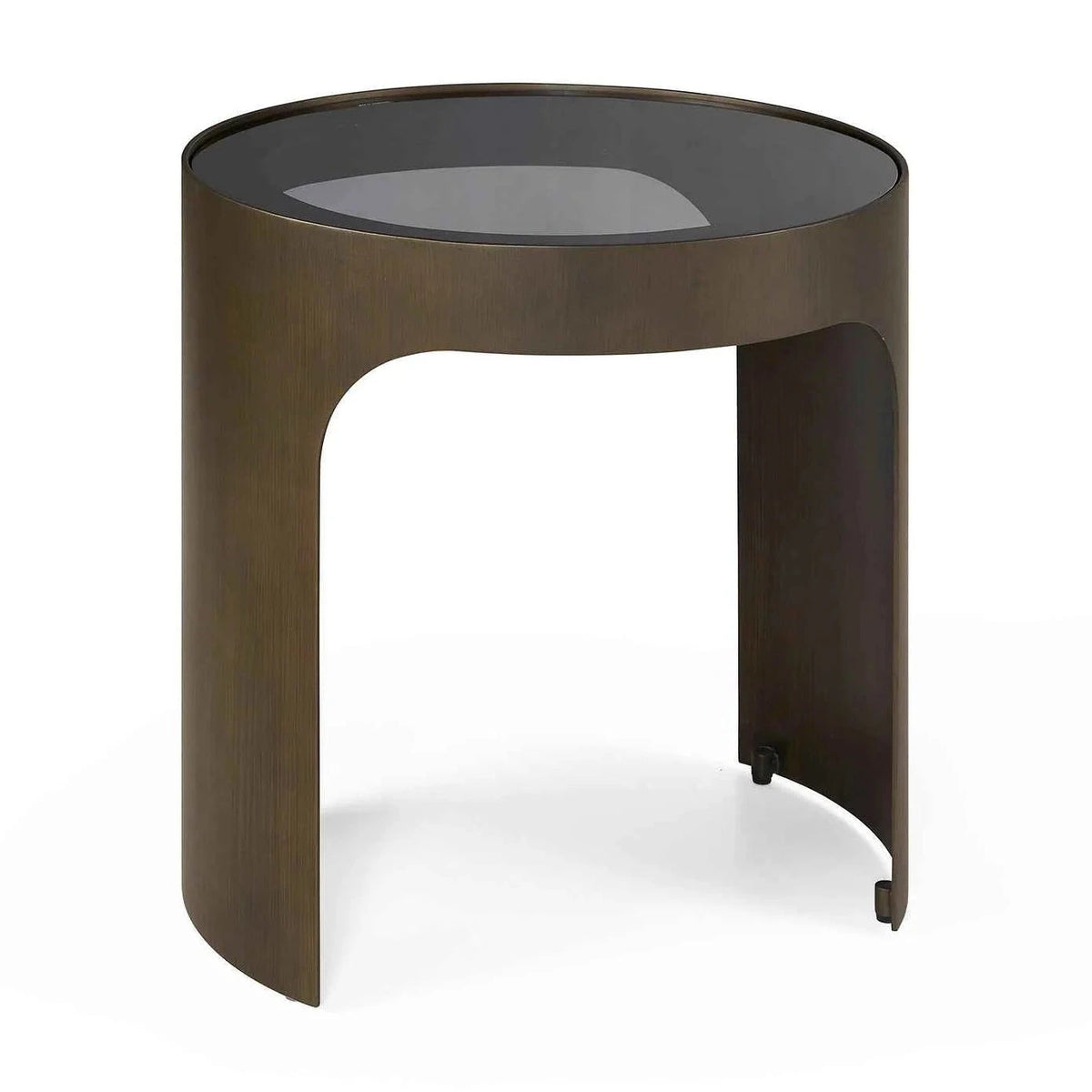 Arch Antique Bronze & Smoked Black Glass Side Table