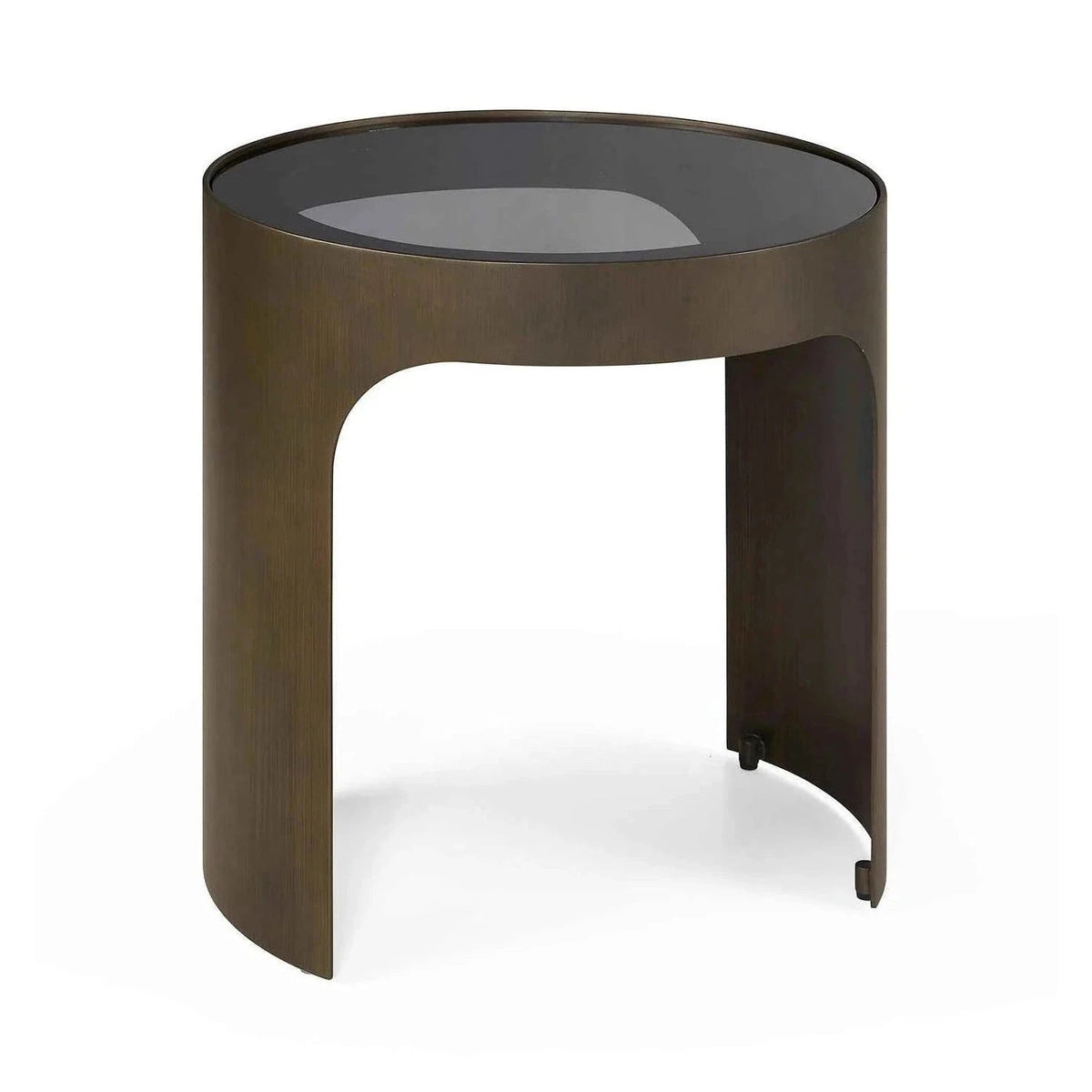 Arch Antique Bronze & Smoked Black Glass Side Table