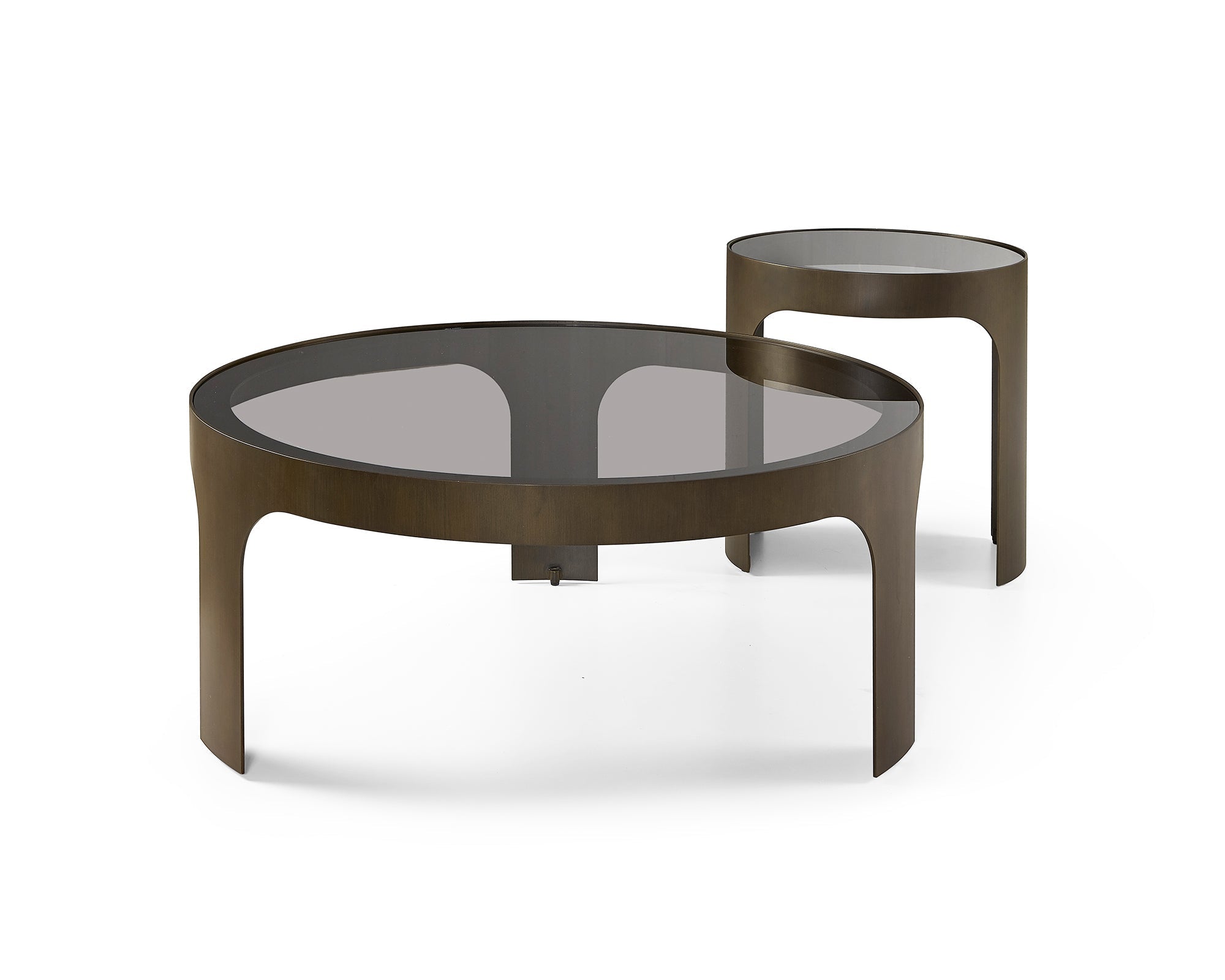 Arch Side Table - Antique Bronze & Smoked Black Glass