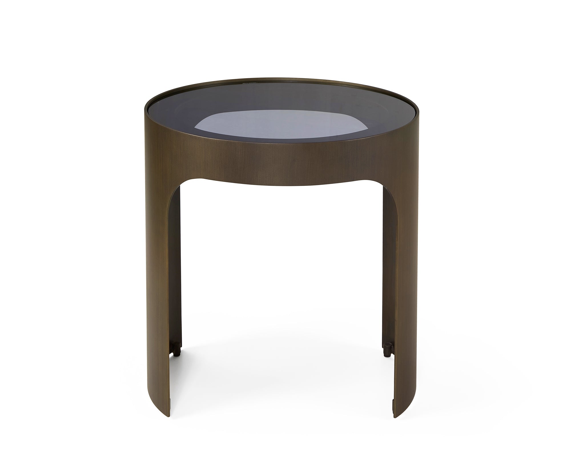 Arch Side Table - Antique Bronze & Smoked Black Glass