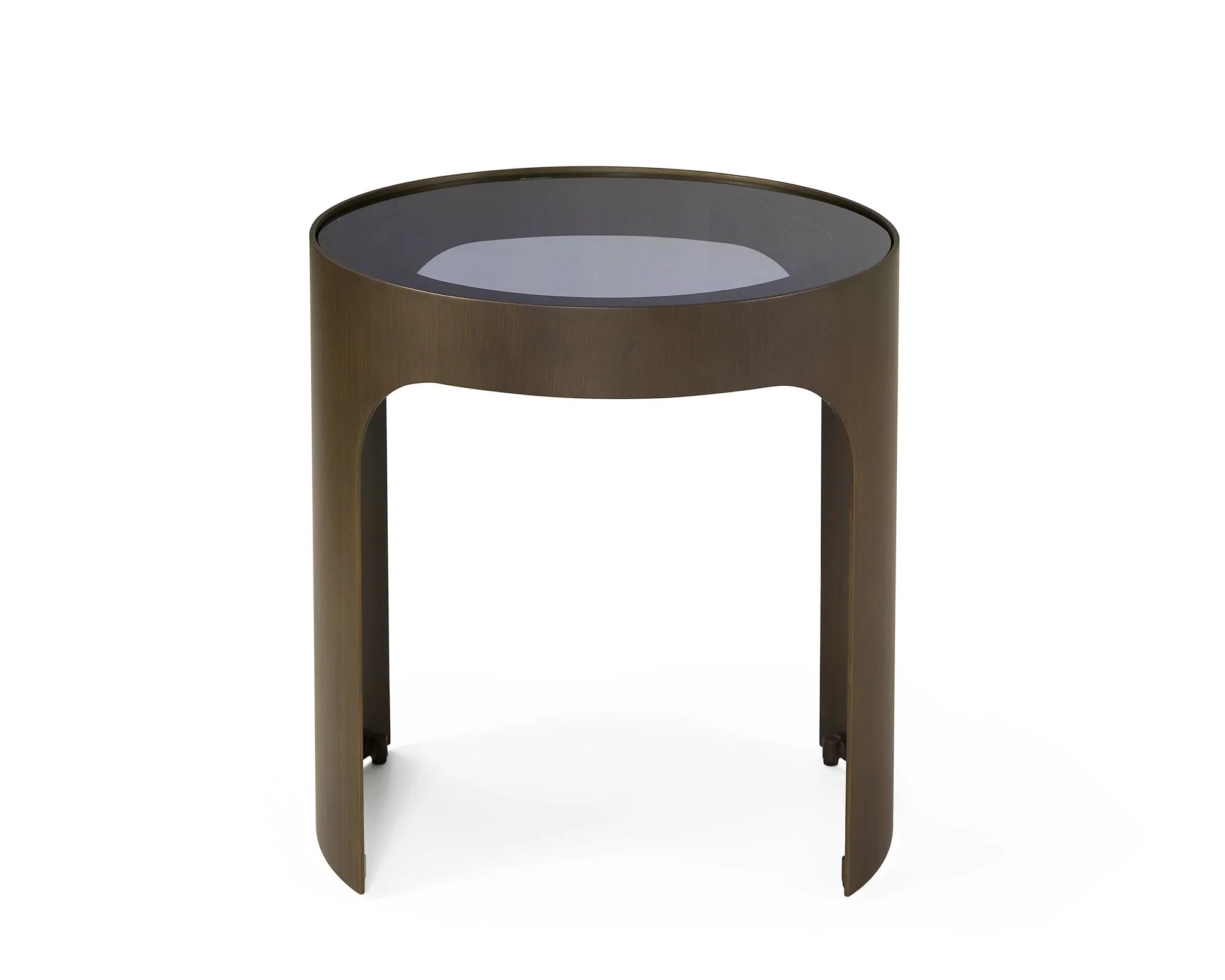 Arch Antique Bronze & Smoked Black Glass Side Table