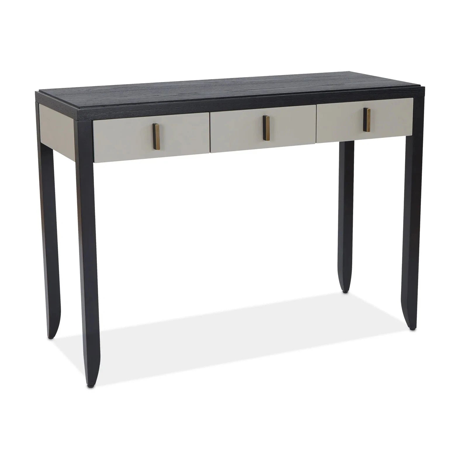 Garda Black Wood & Taupe Faux Leather Dressing Table