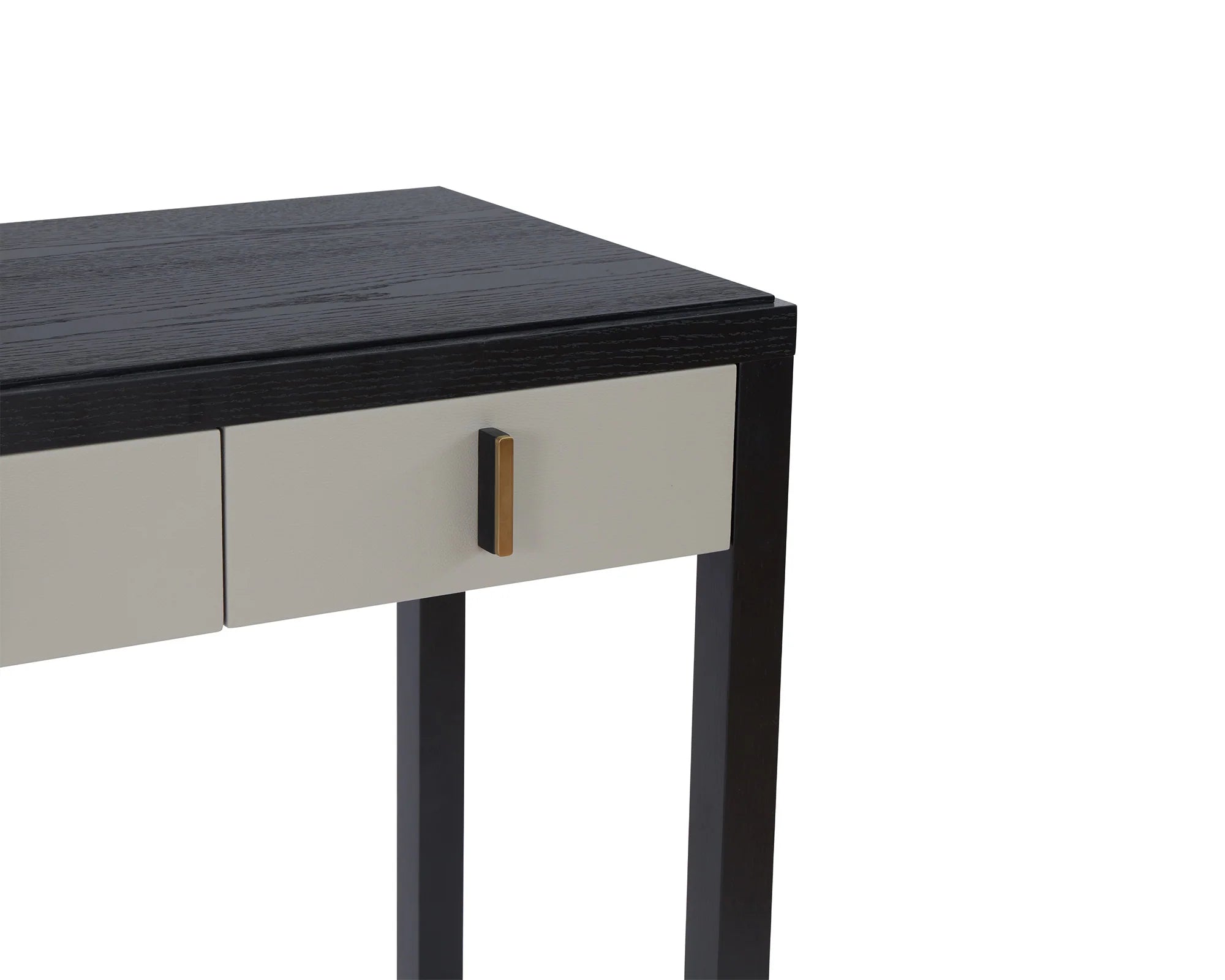 Garda Black Wood & Taupe Faux Leather Dressing Table