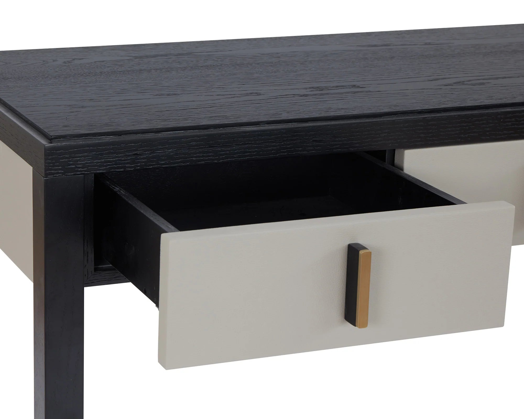 Garda Black Wood & Taupe Faux Leather Dressing Table