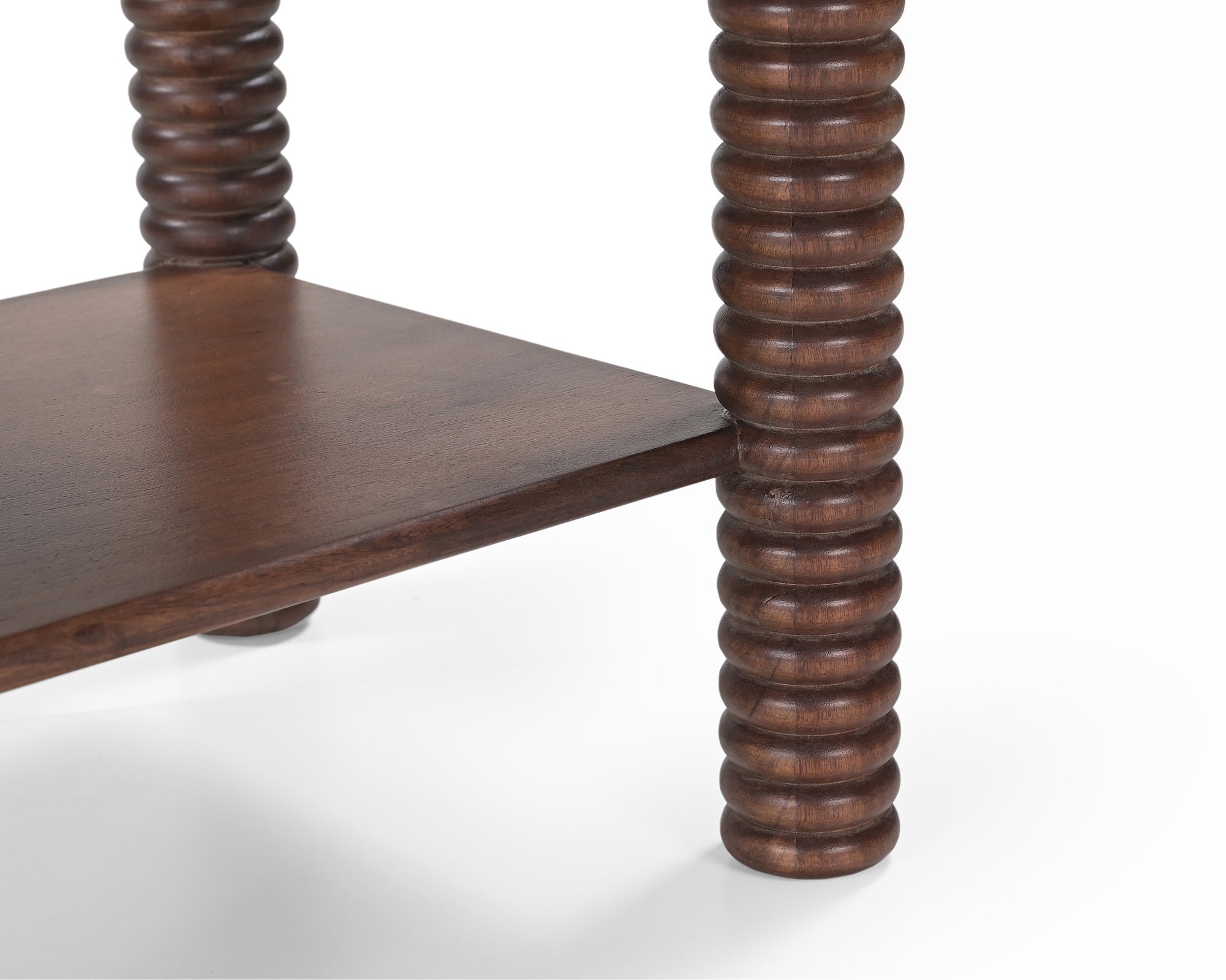 Allure Bedside Table - Dark Brown Emperador Marble & Brushed Mid Brown Textured Acacia Wood