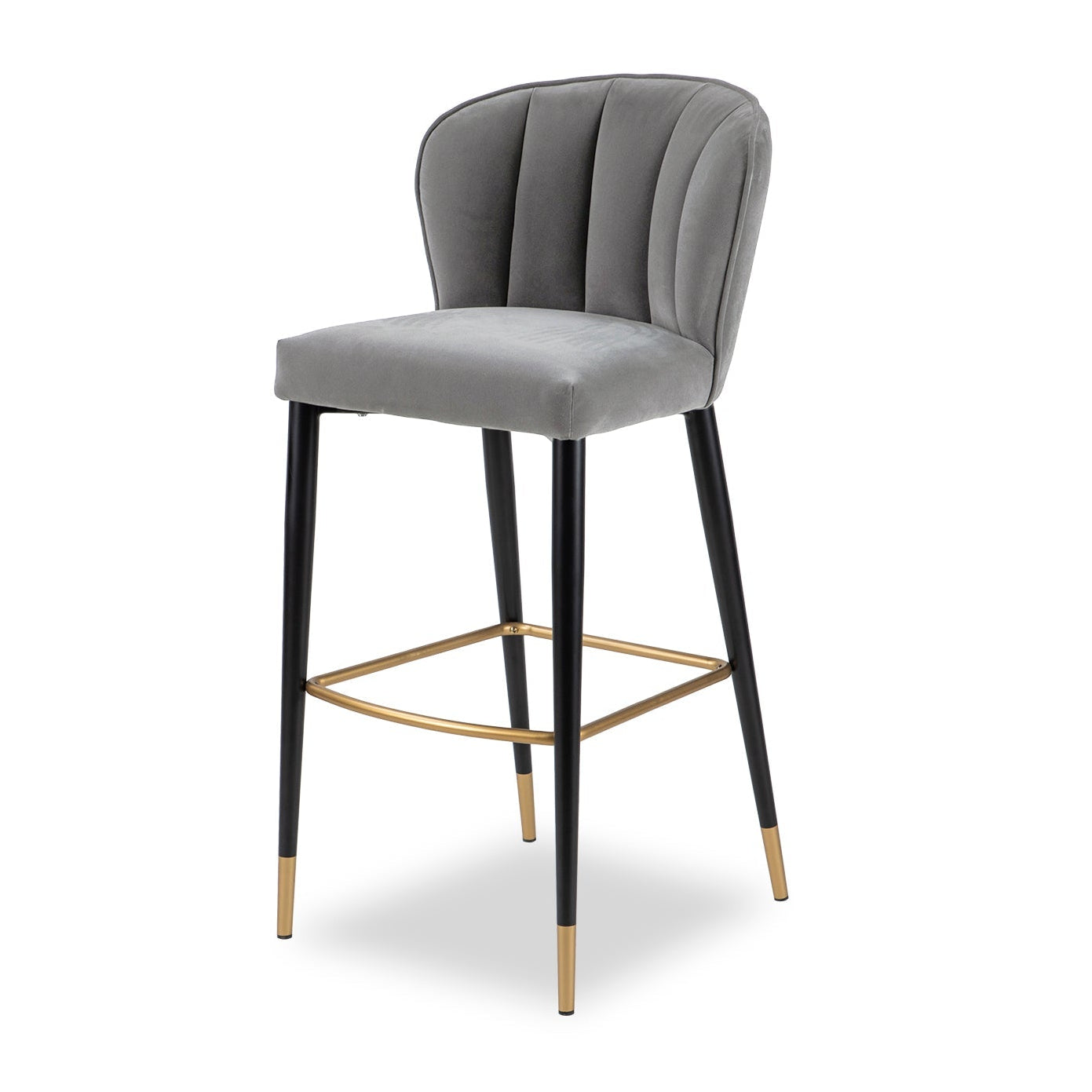 Maya Kaster II Anchor Grey Velvet Bar Stool