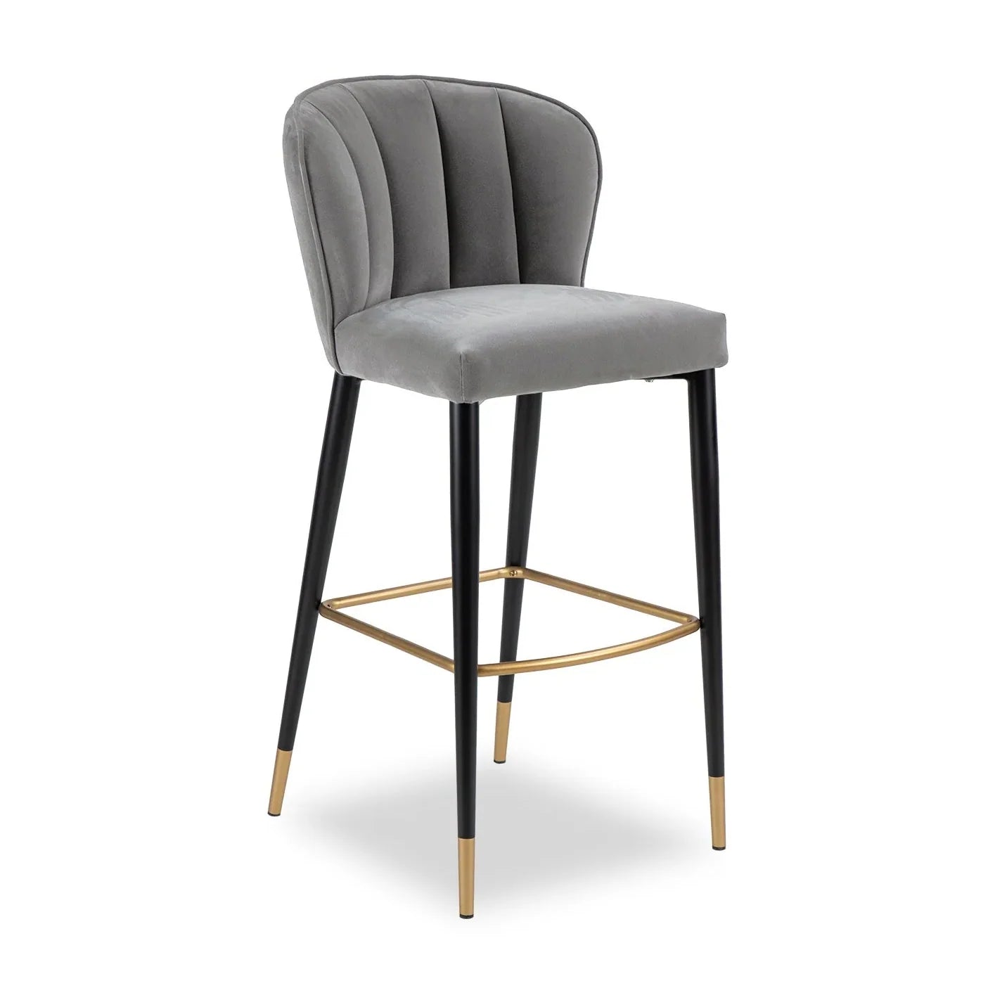 Maya Kaster II Anchor Grey Velvet Bar Stool