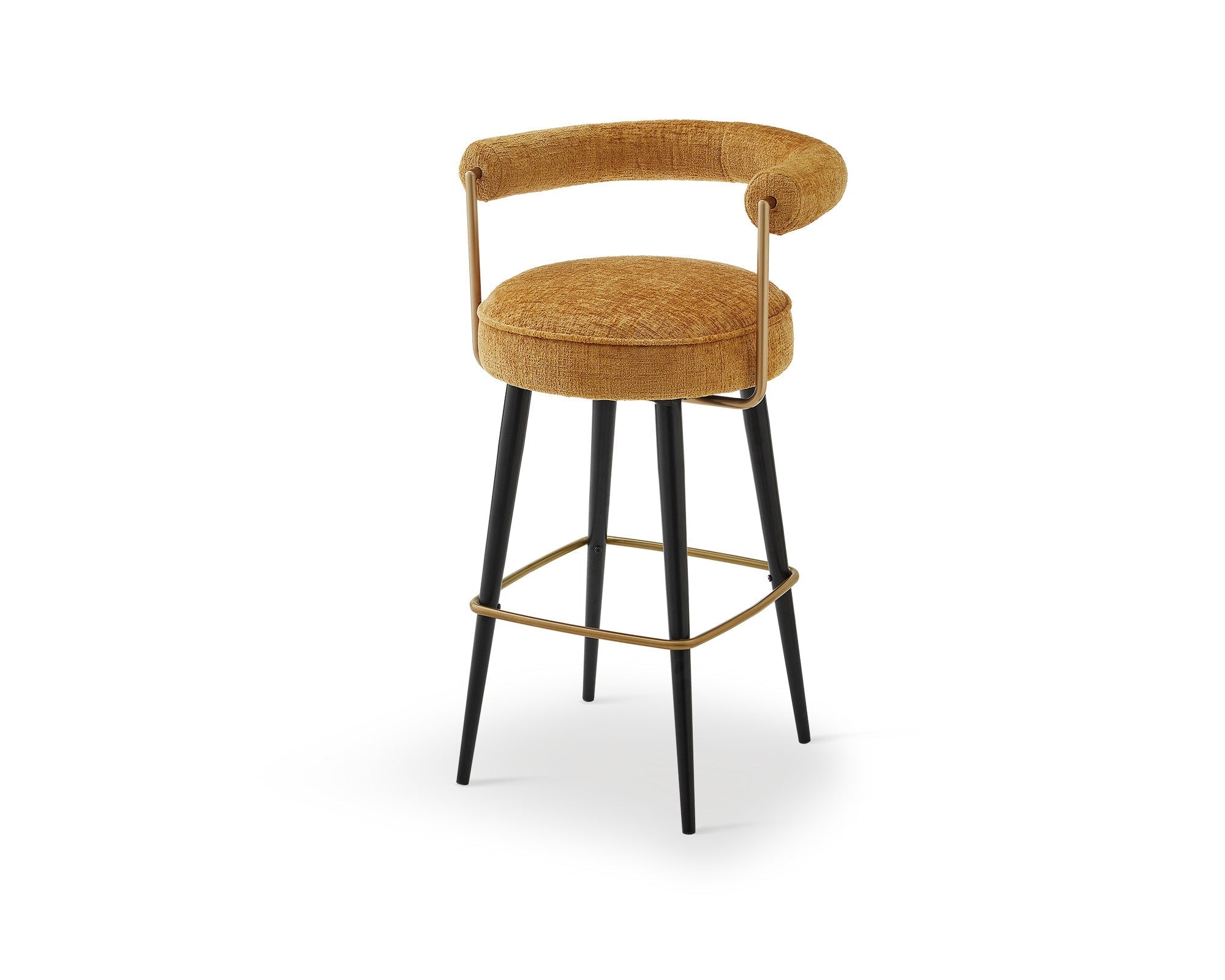 Josephine Bennett Mustard Chenille Bar Stool