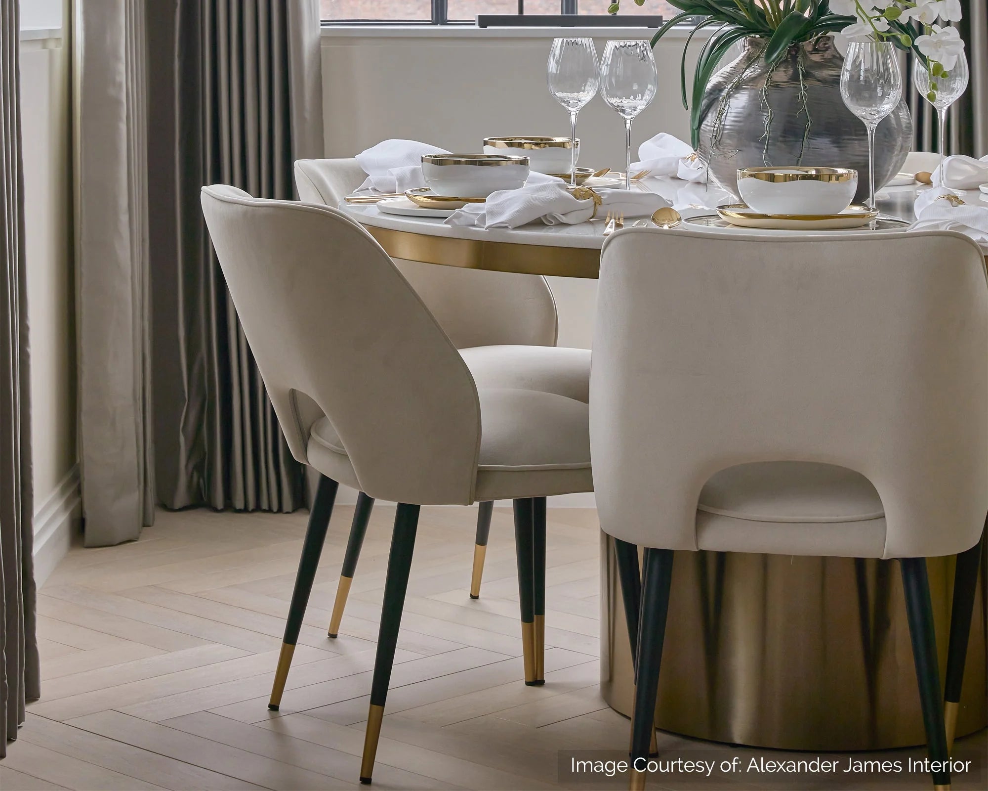 Set of 2 Jagger Megan Light Grey Velvet Dining Chairs