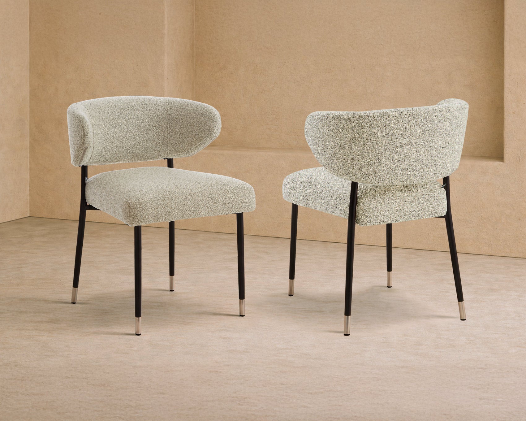 Set of 2 Donna Field Sand Chenille Dining Chairs