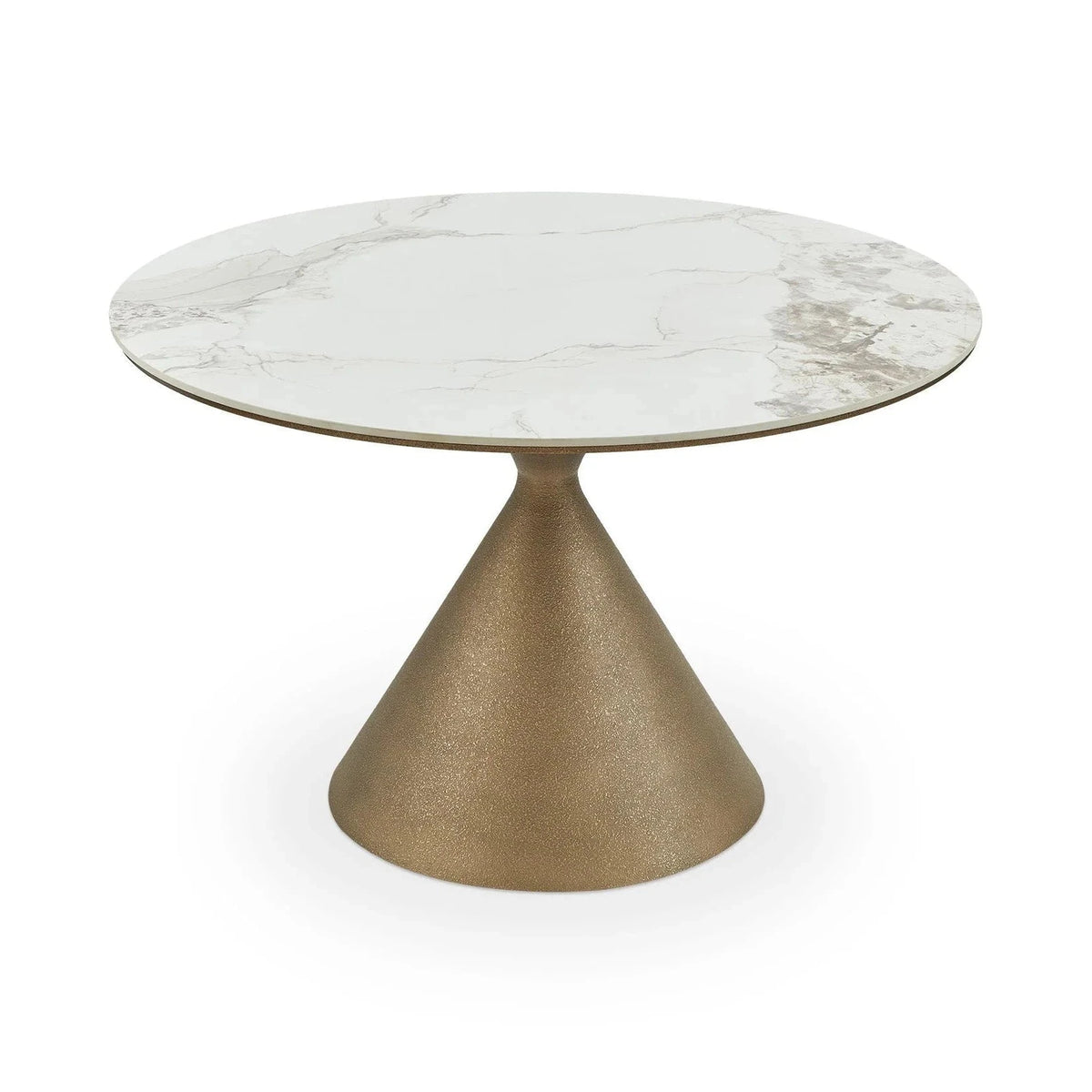 Ditta Dunas & Gold White Marble Round Dining Table