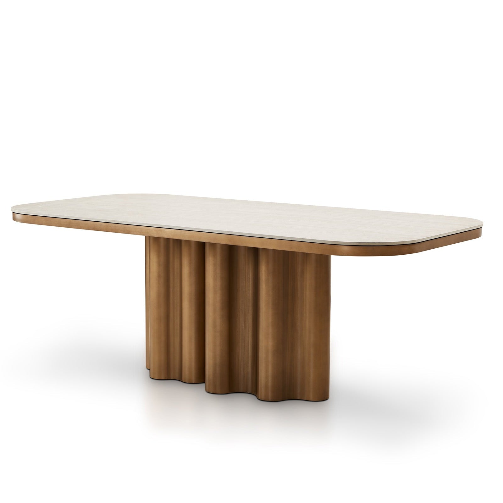 Corinthian Antique Brass & Travertine Dining Table