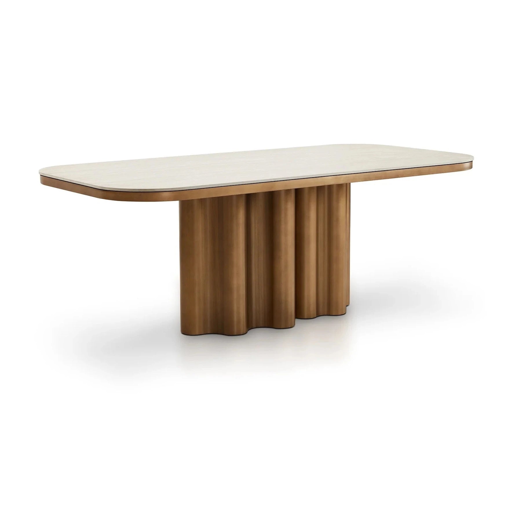 Corinthian Antique Brass & Travertine Dining Table 200cm