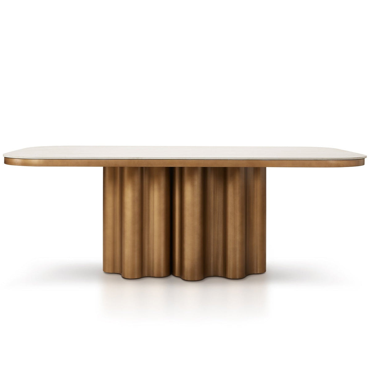 Corinthian Antique Brass & Travertine Dining Table 200cm