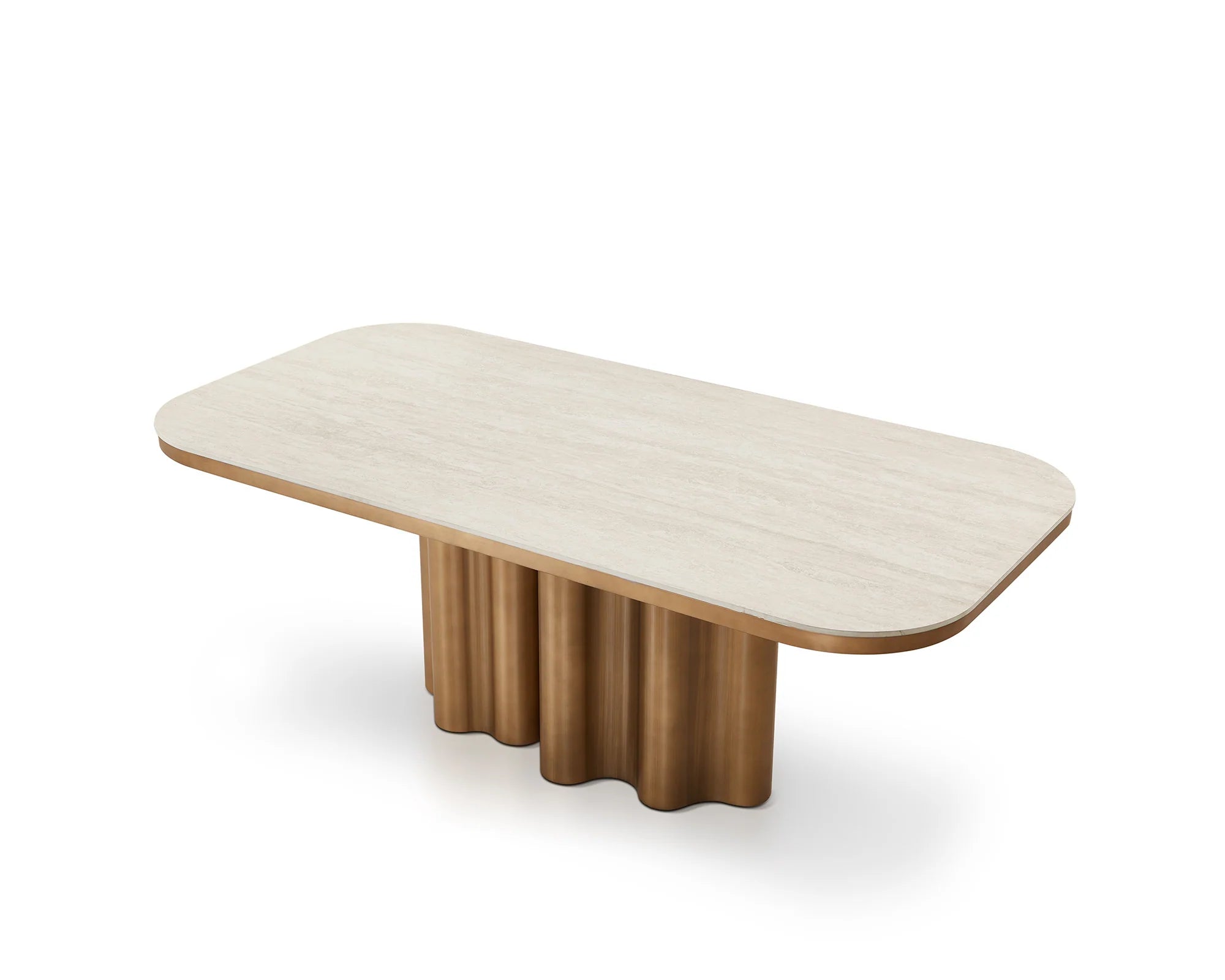 Corinthian Antique Brass & Travertine Dining Table 200cm