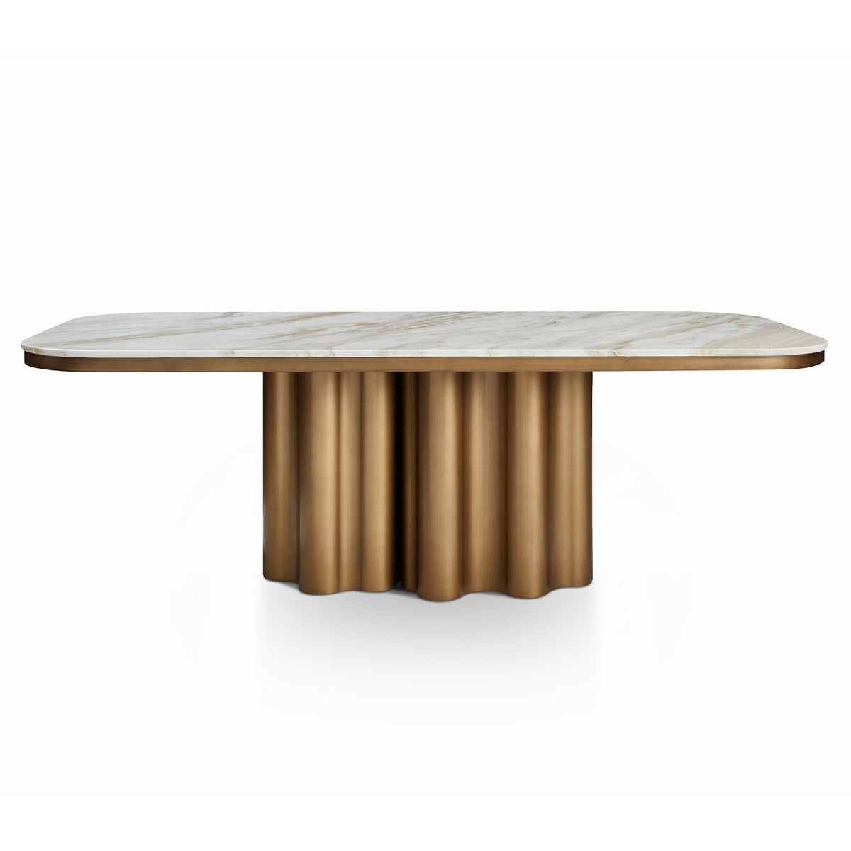 Corinthian Kaka Antique Brass & White Marble Dining Table 220cm