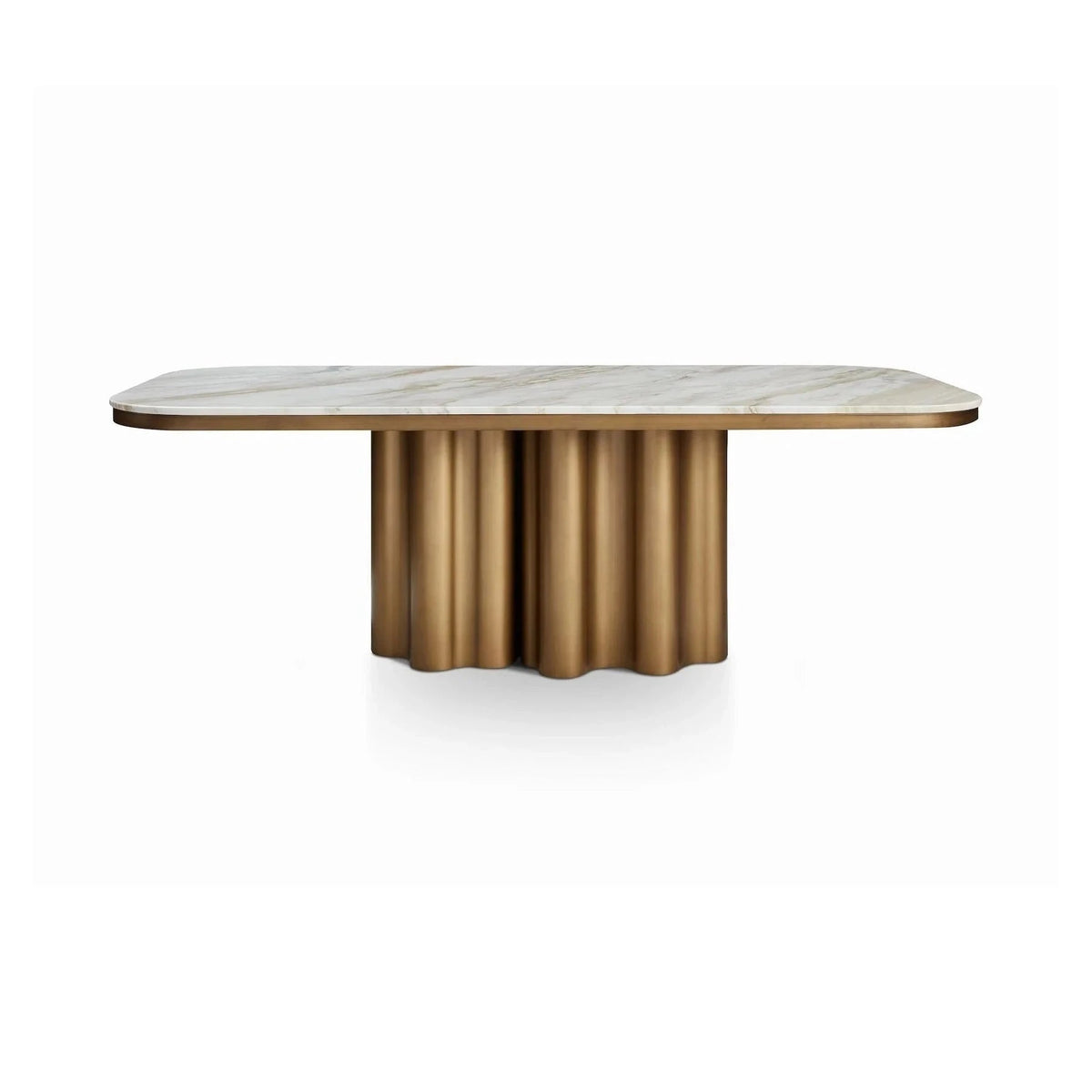 Corinthian Kaka Antique Brass & White Marble Dining Table 220cm