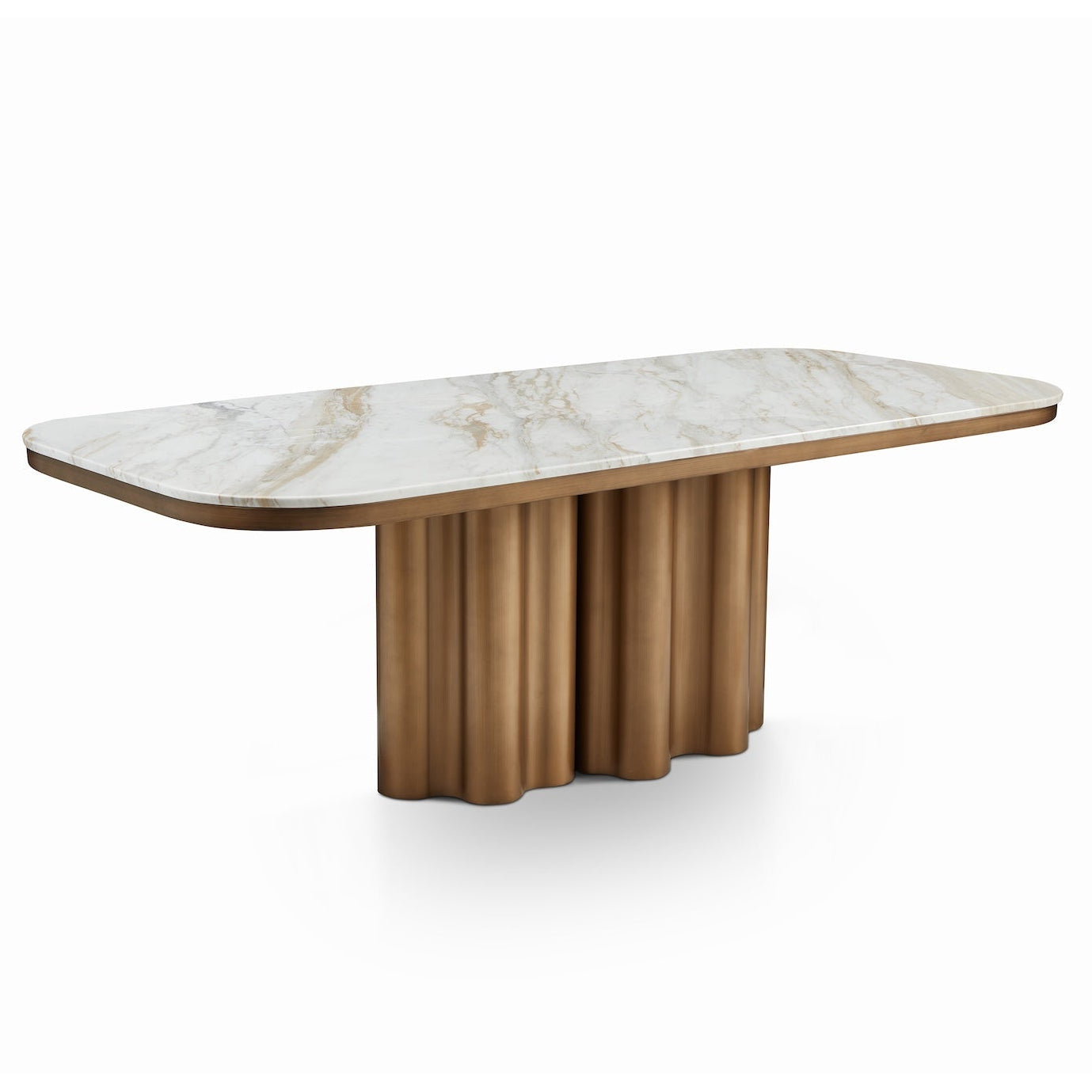 Corinthian Kaka Antique Brass Marble & White Marble Dining Table