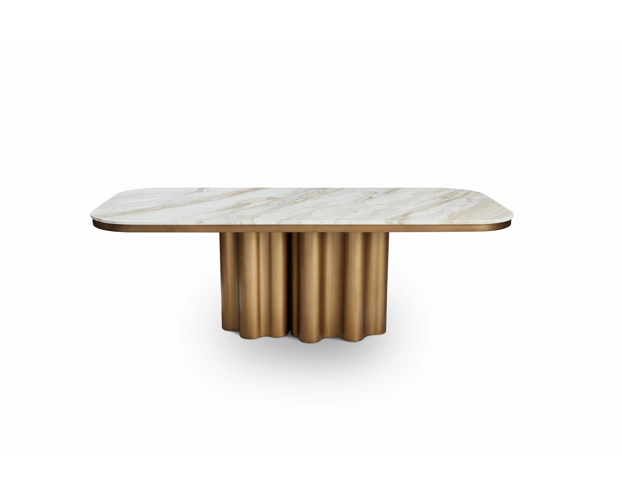 Corinthian Kaka Antique Brass & White Marble Dining Table 220cm