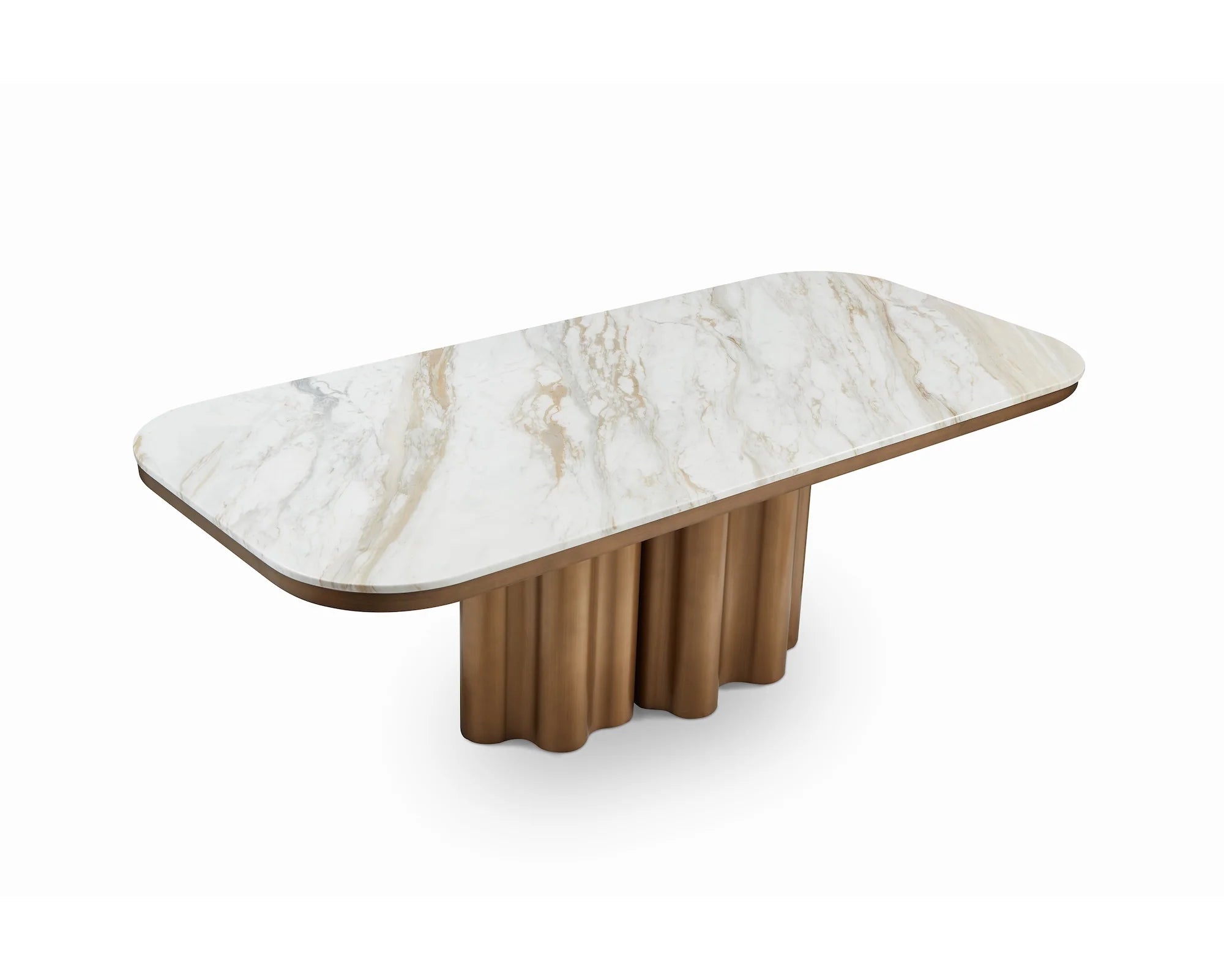 Corinthian Kaka Antique Brass & White Marble Dining Table 220cm