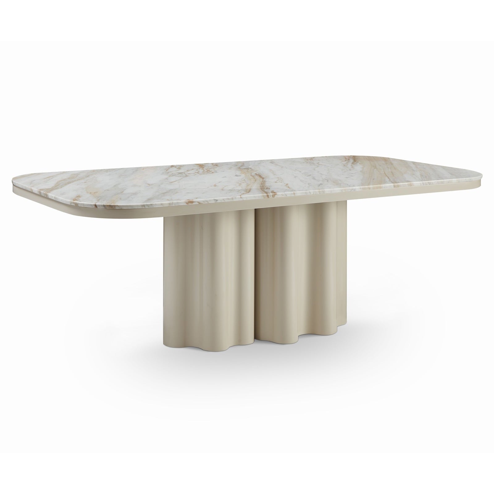 Corinthian Kaka Gold Natural Marble & Gloss Ivory Dining Table Large