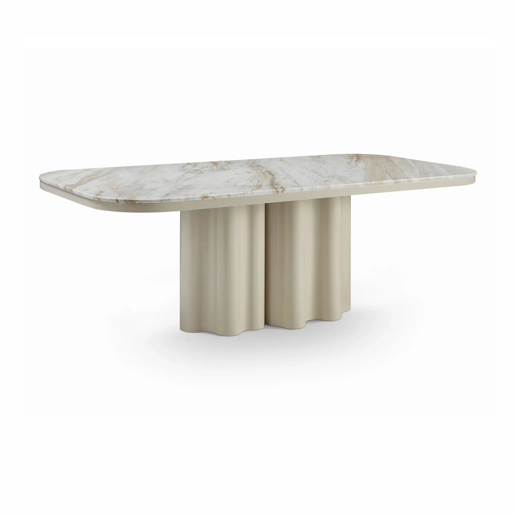Corinthian Kaka Gloss Ivory & White Marble Dining Table 220cm