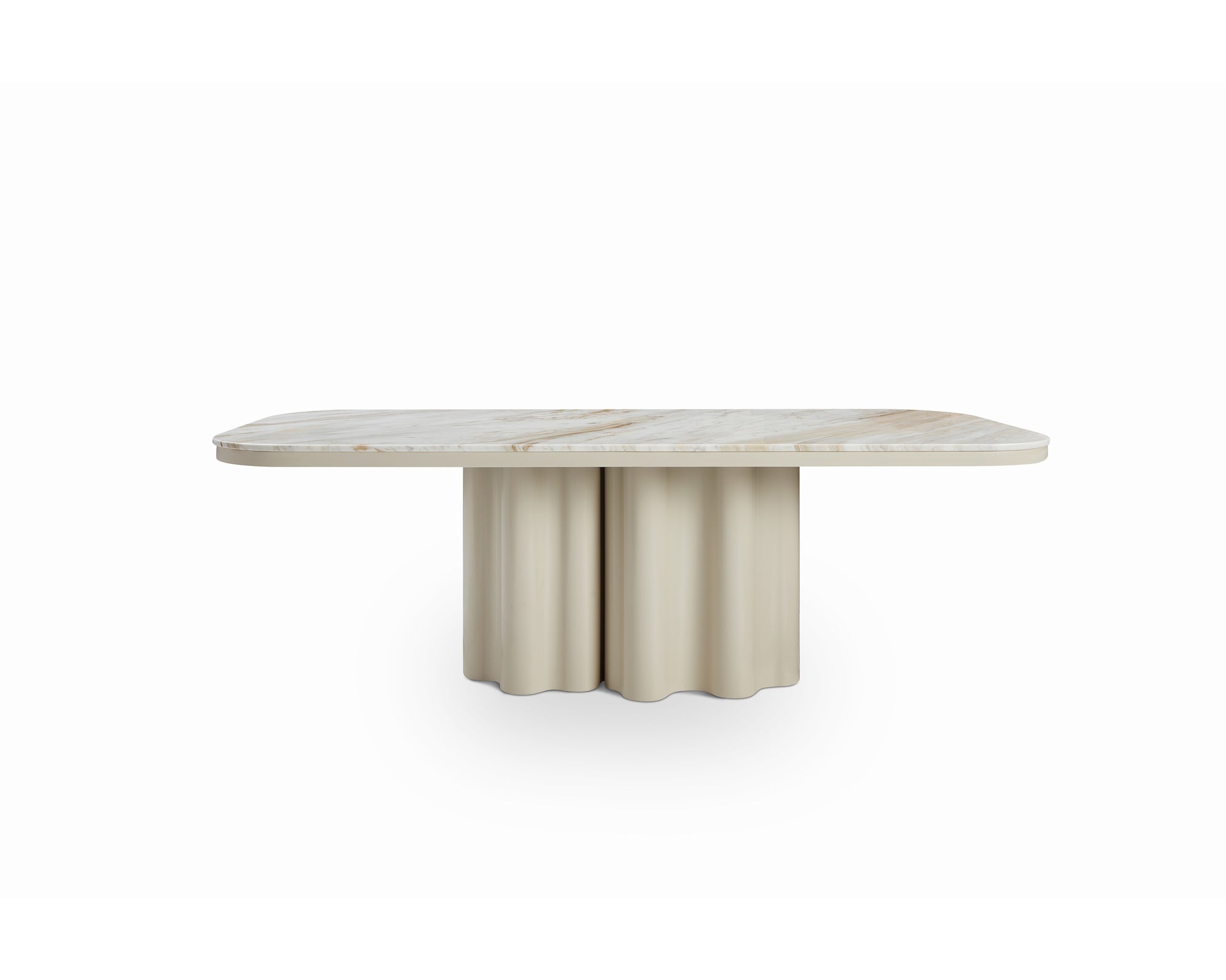 Corinthian Large Dining Table - Kaka Gold Natural Marble & Gloss Ivory