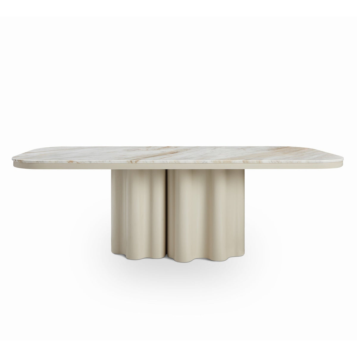 Corinthian Kaka Gloss Ivory & White Marble Dining Table 220cm