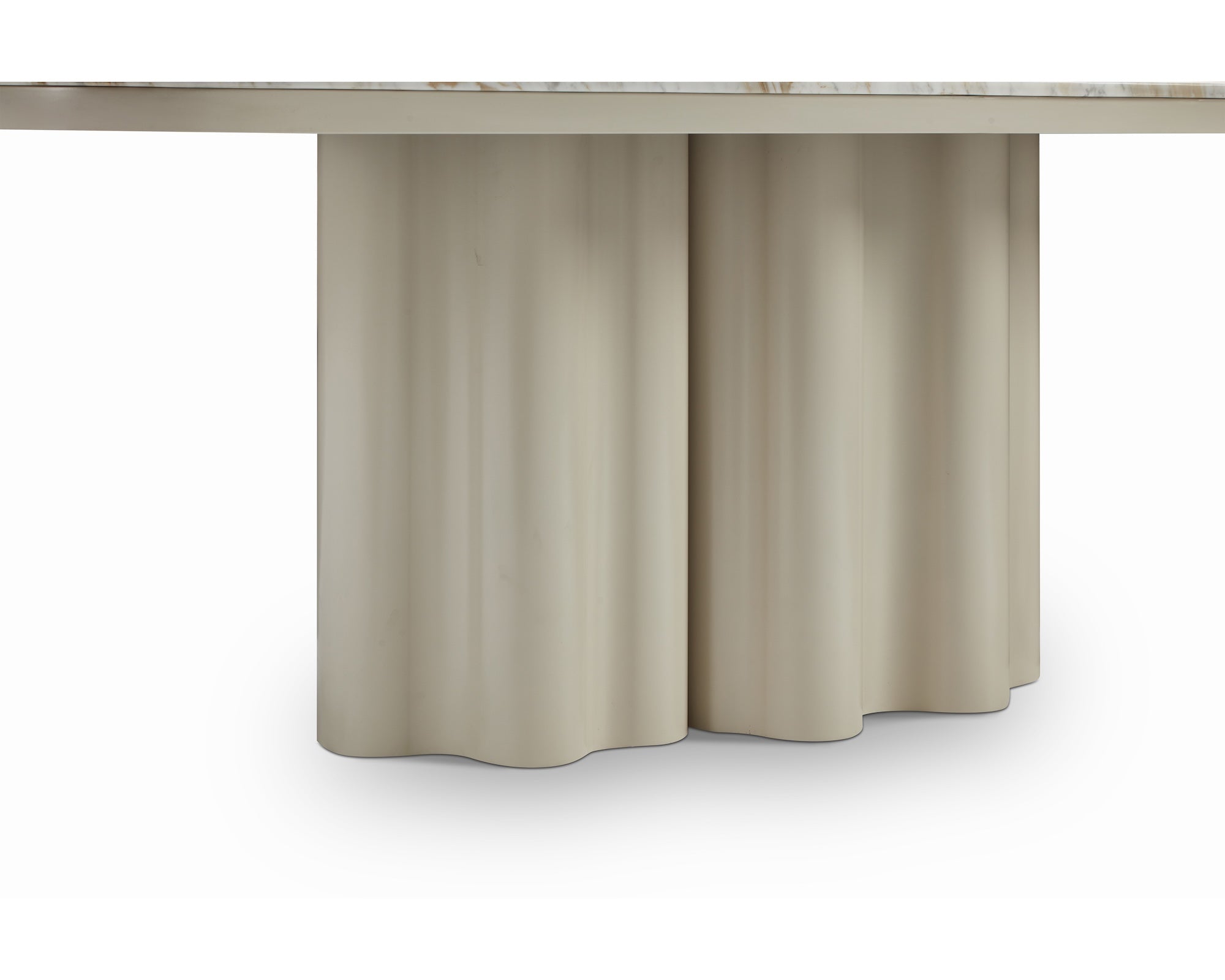 Corinthian Large Dining Table - Kaka Gold Natural Marble & Gloss Ivory