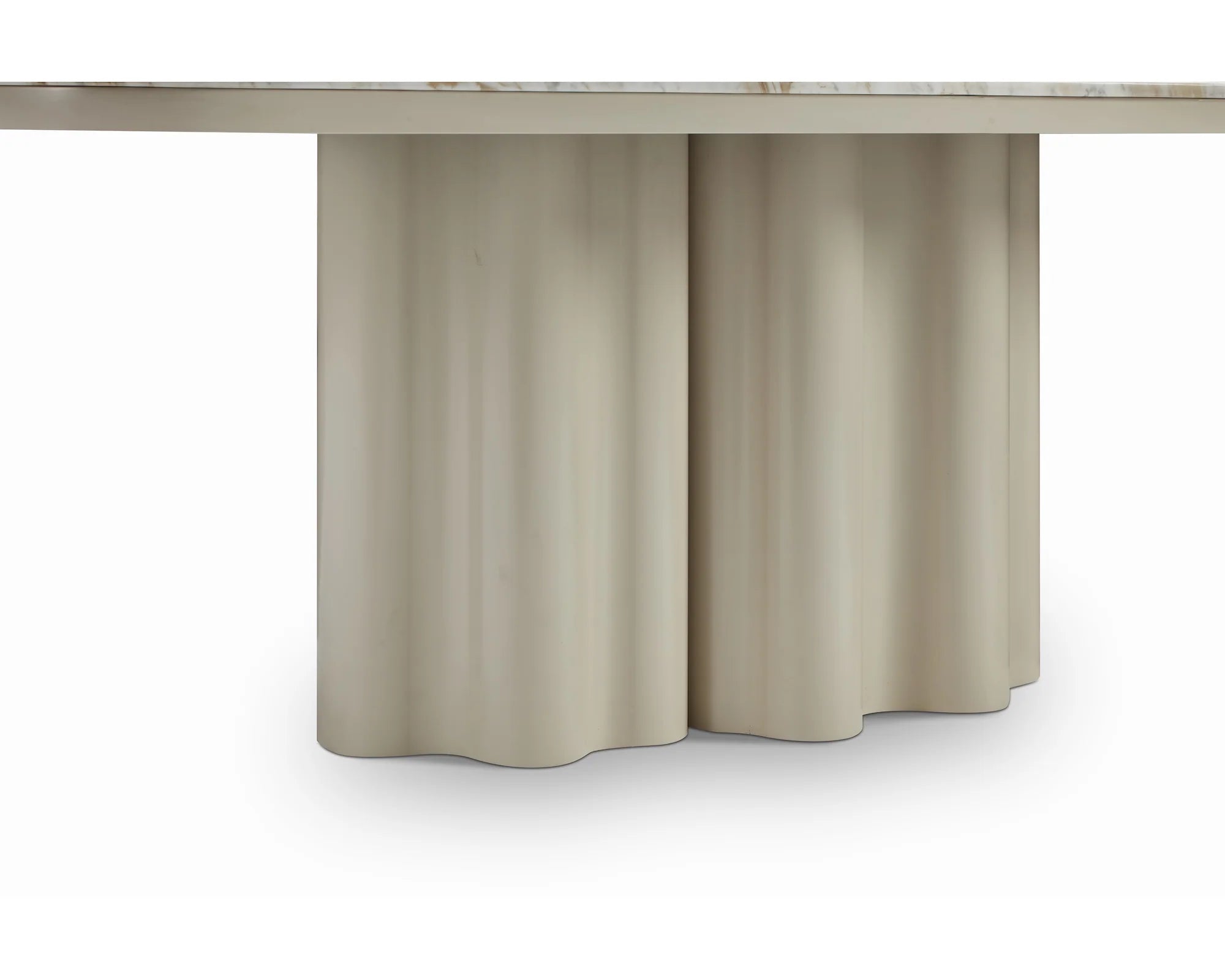 Corinthian Kaka Gloss Ivory & White Marble Dining Table 220cm