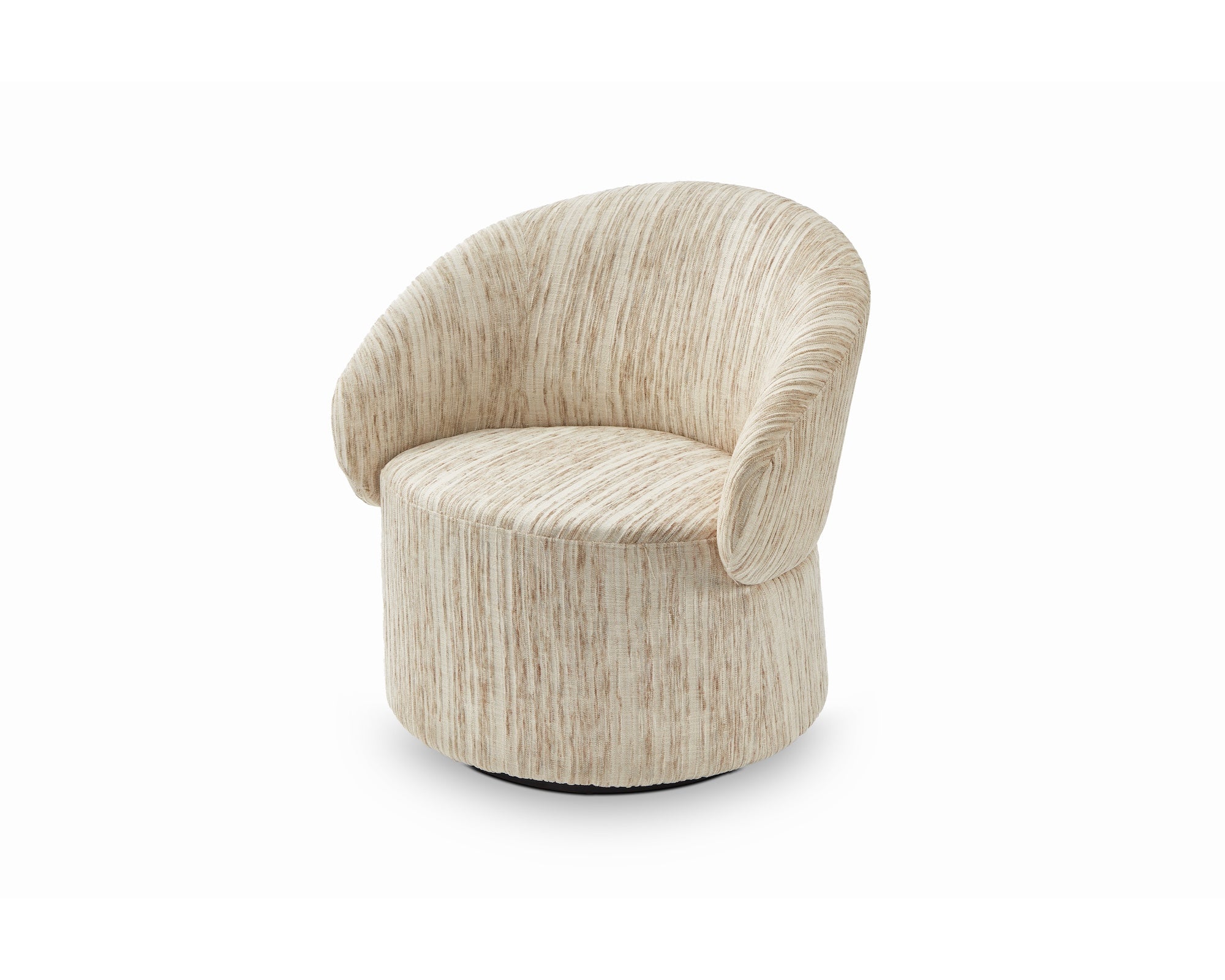 Aurelle Windsor Beige & Matt Black Swivel Armchair
