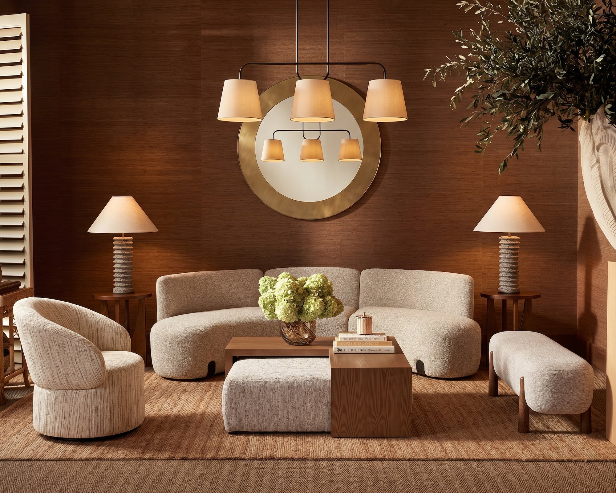 Aurelle Windsor Beige & Matt Black Swivel Armchair