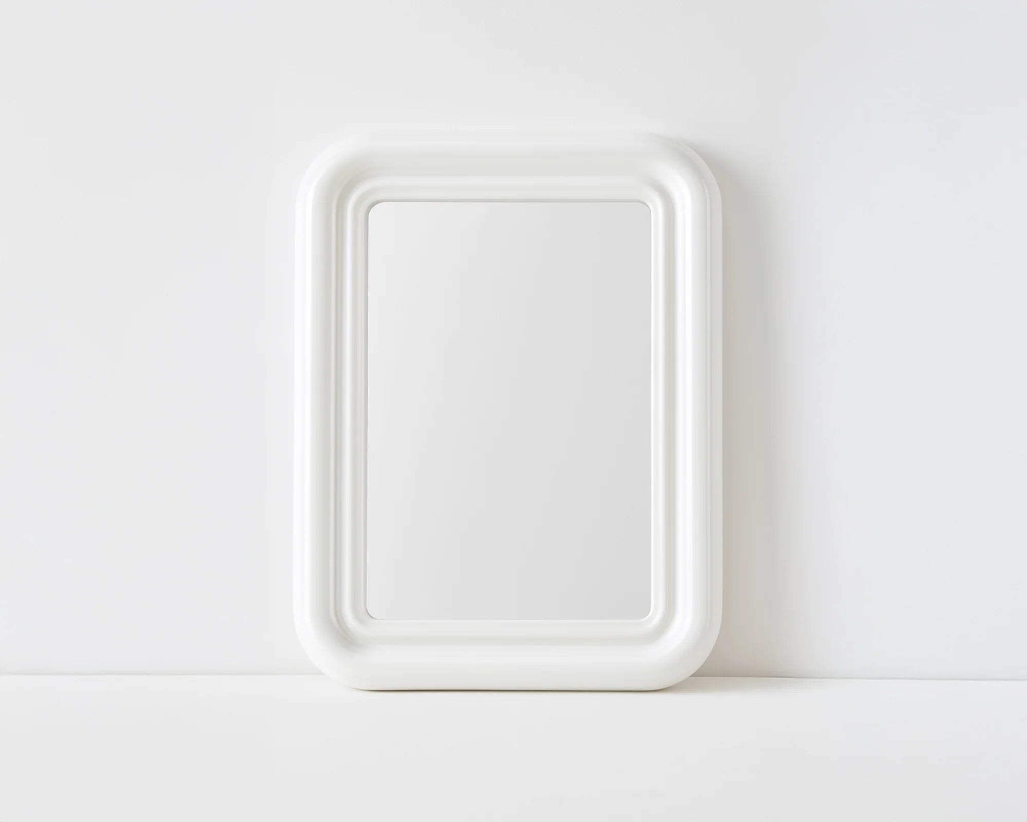 Blup Ivory High Gloss Rounded Rectangular Wall Mirror