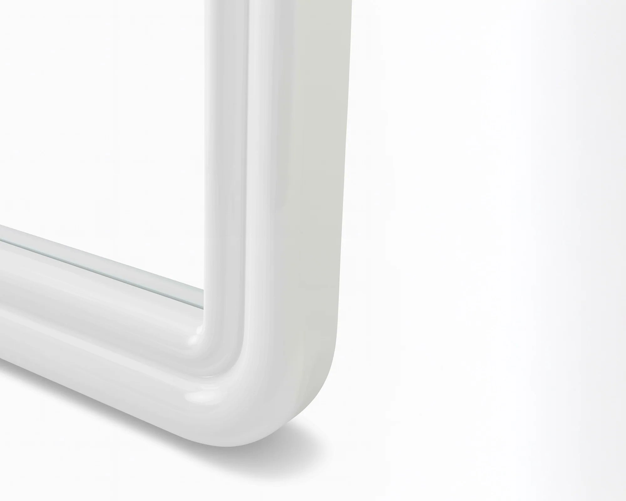 Blup Ivory High Gloss Rounded Rectangular Wall Mirror