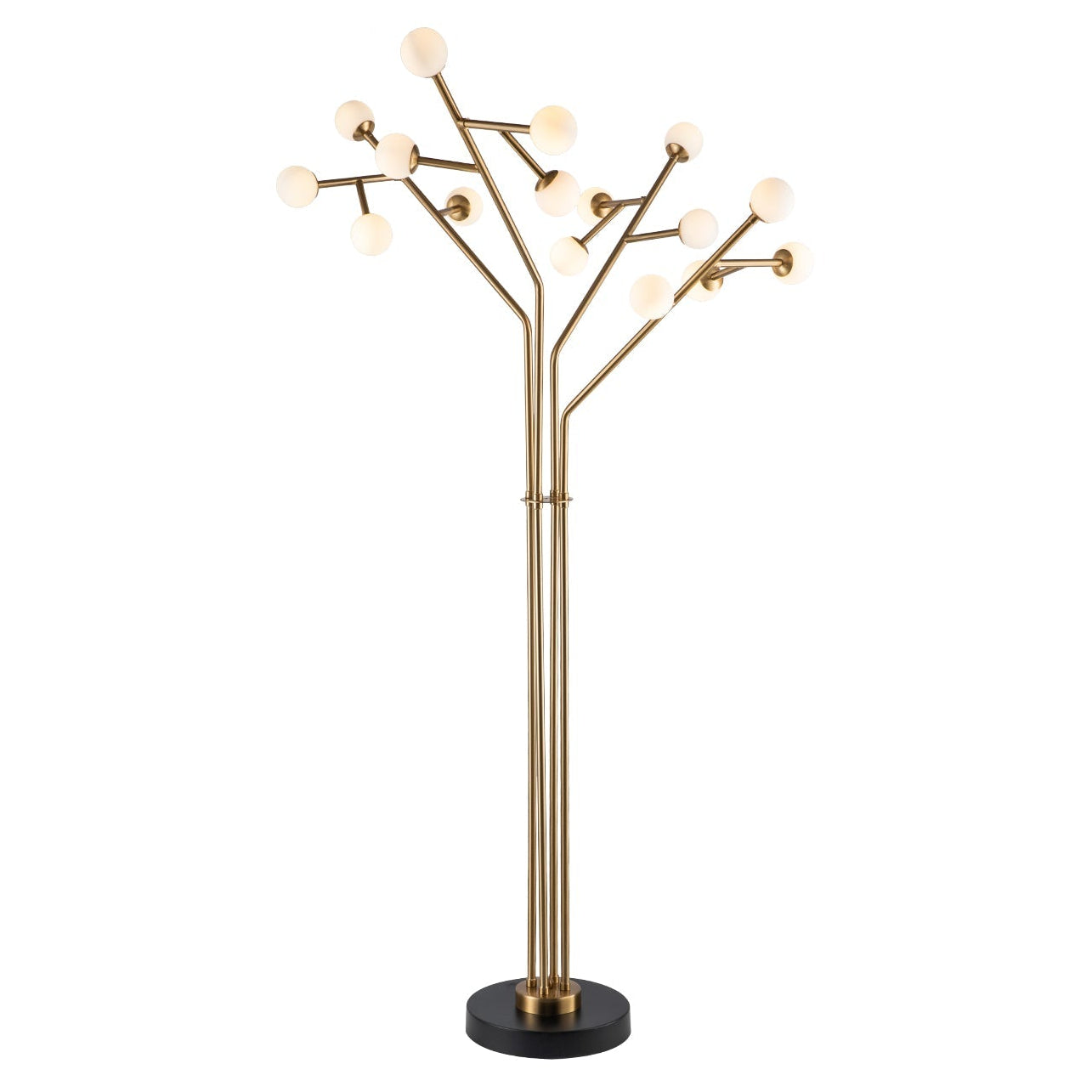 Bosco Antique Brass & White Floor Lamp