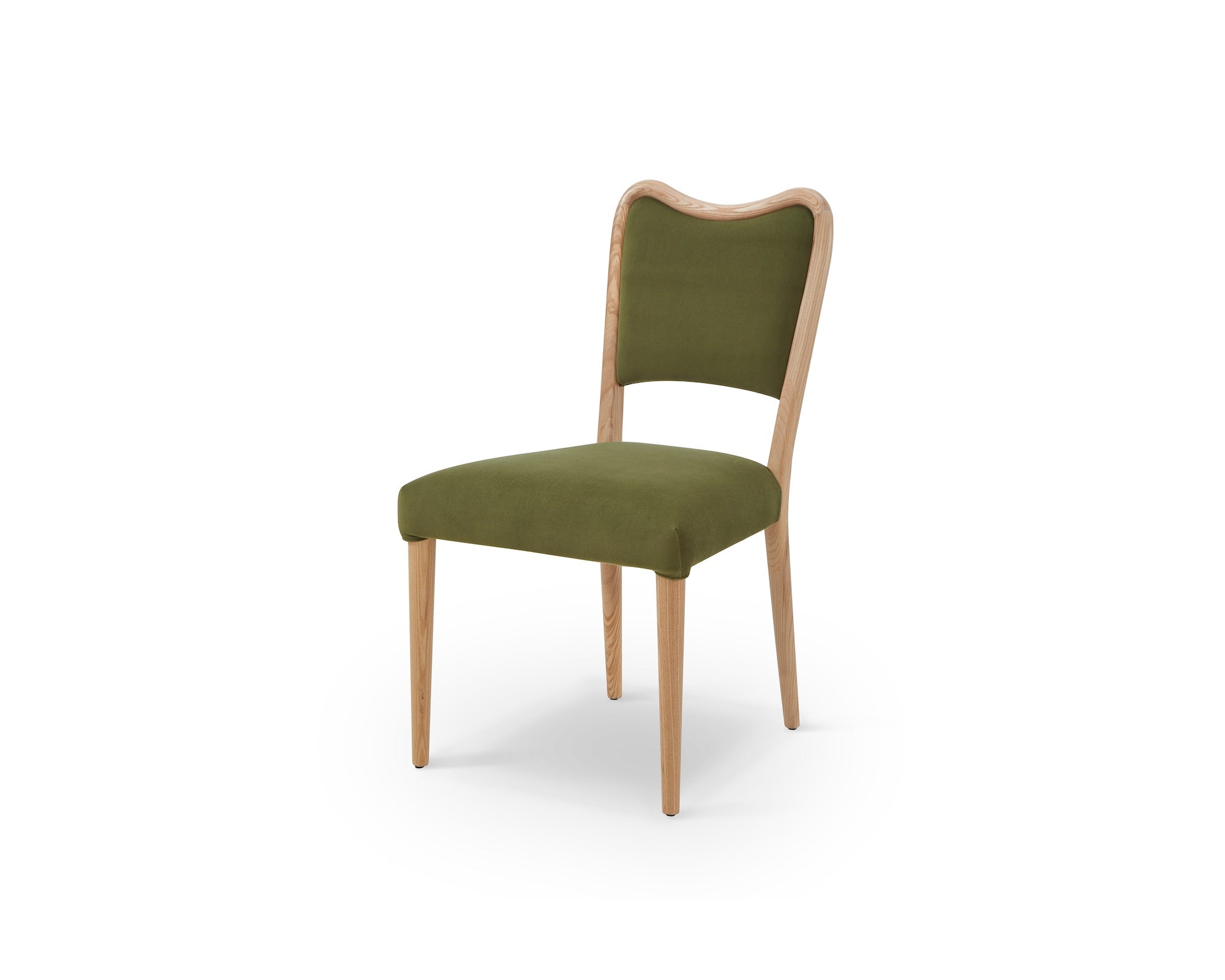 Adelaide Dining Chair - Kaster II Olive Green Velvet & Brushed Natural Wood