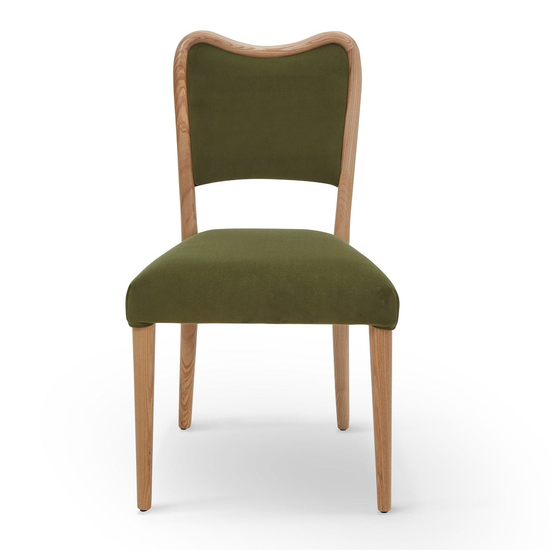 Adelaide Kaster II Olive Green Velvet & Brushed Natural Wood Dining Chair
