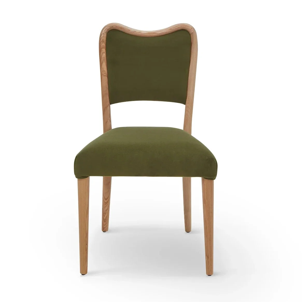 Adelaide Kaster II Olive Green Velvet & Brushed Natural Wood Dining Chair
