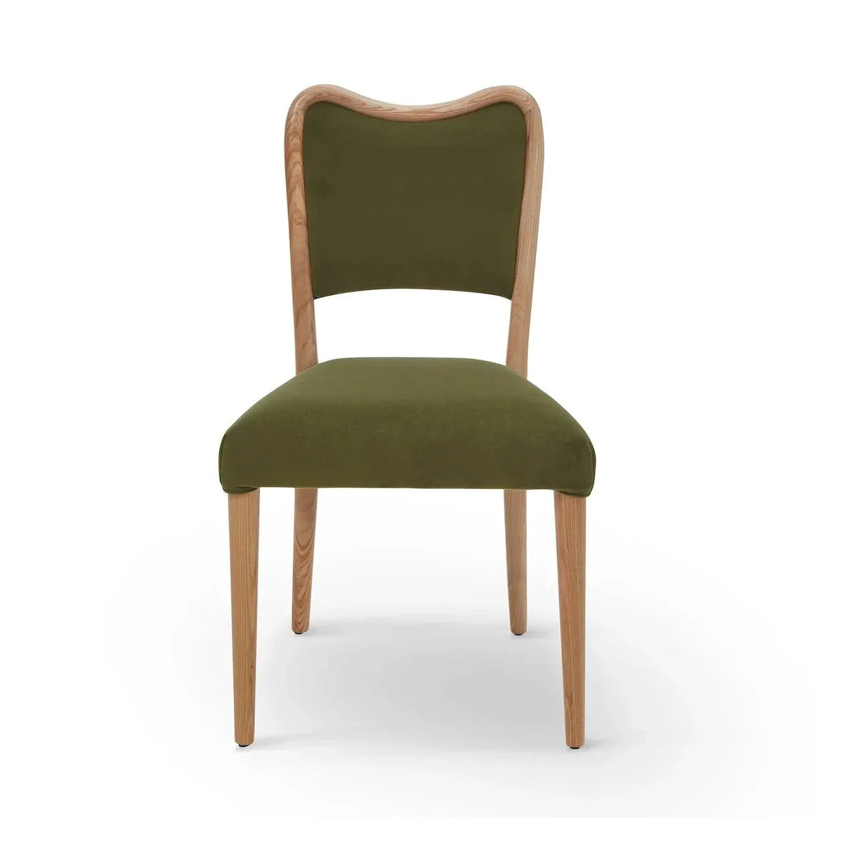 Adelaide Kaster II Olive Green Velvet & Brushed Natural Wood Dining Chair