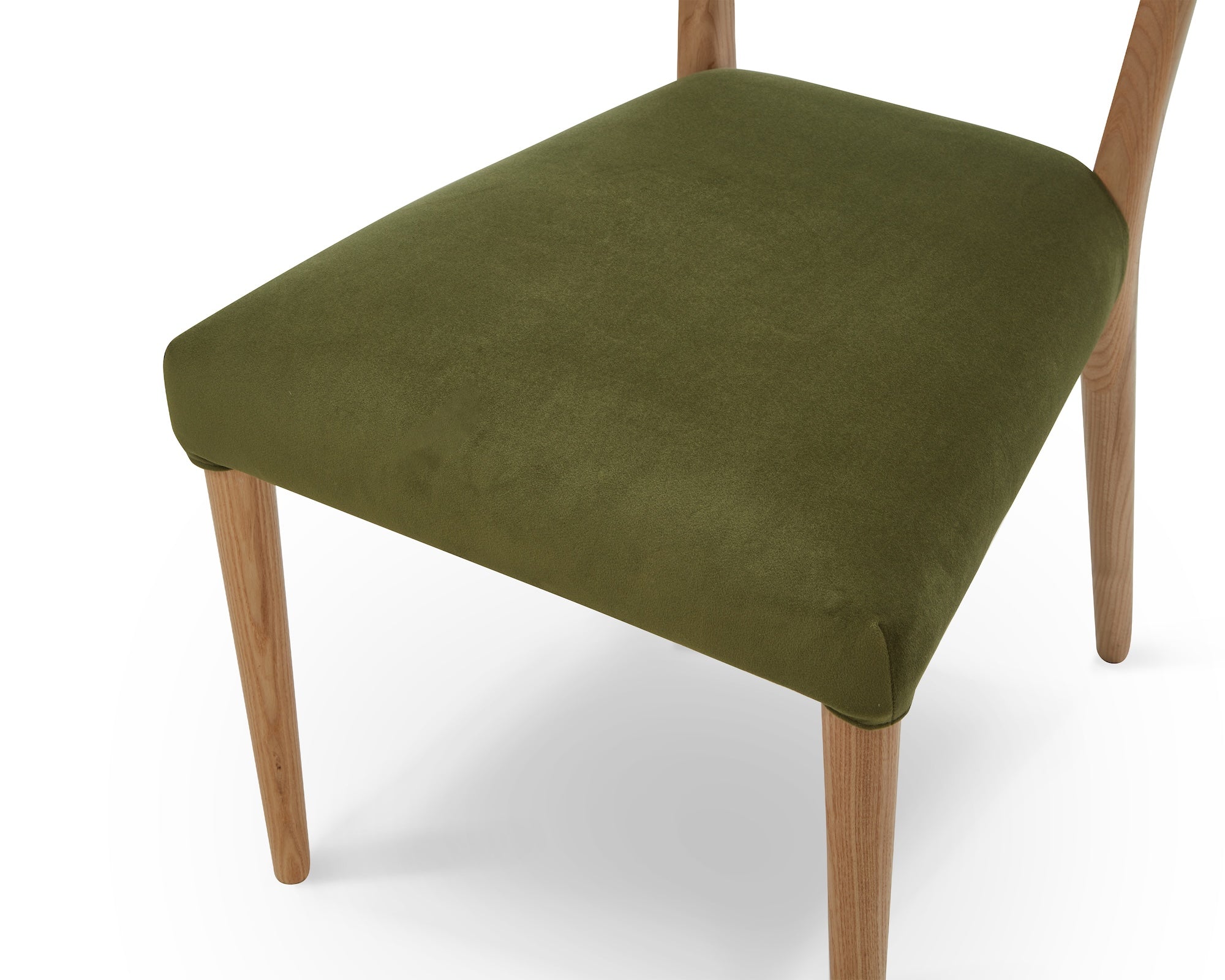 Adelaide Dining Chair - Kaster II Olive Green Velvet & Brushed Natural Wood
