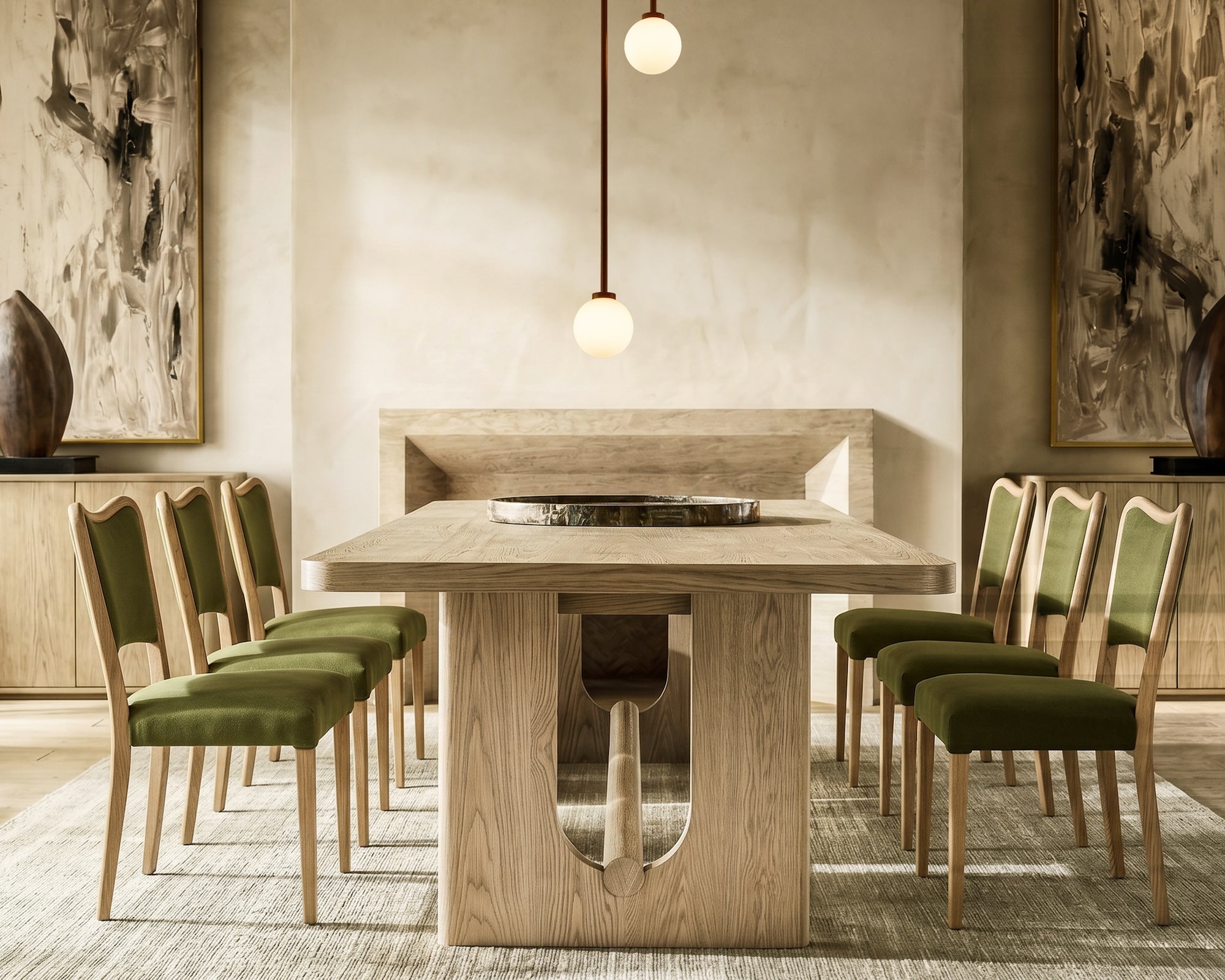 Adelaide Dining Chair - Kaster II Olive Green Velvet & Brushed Natural Wood