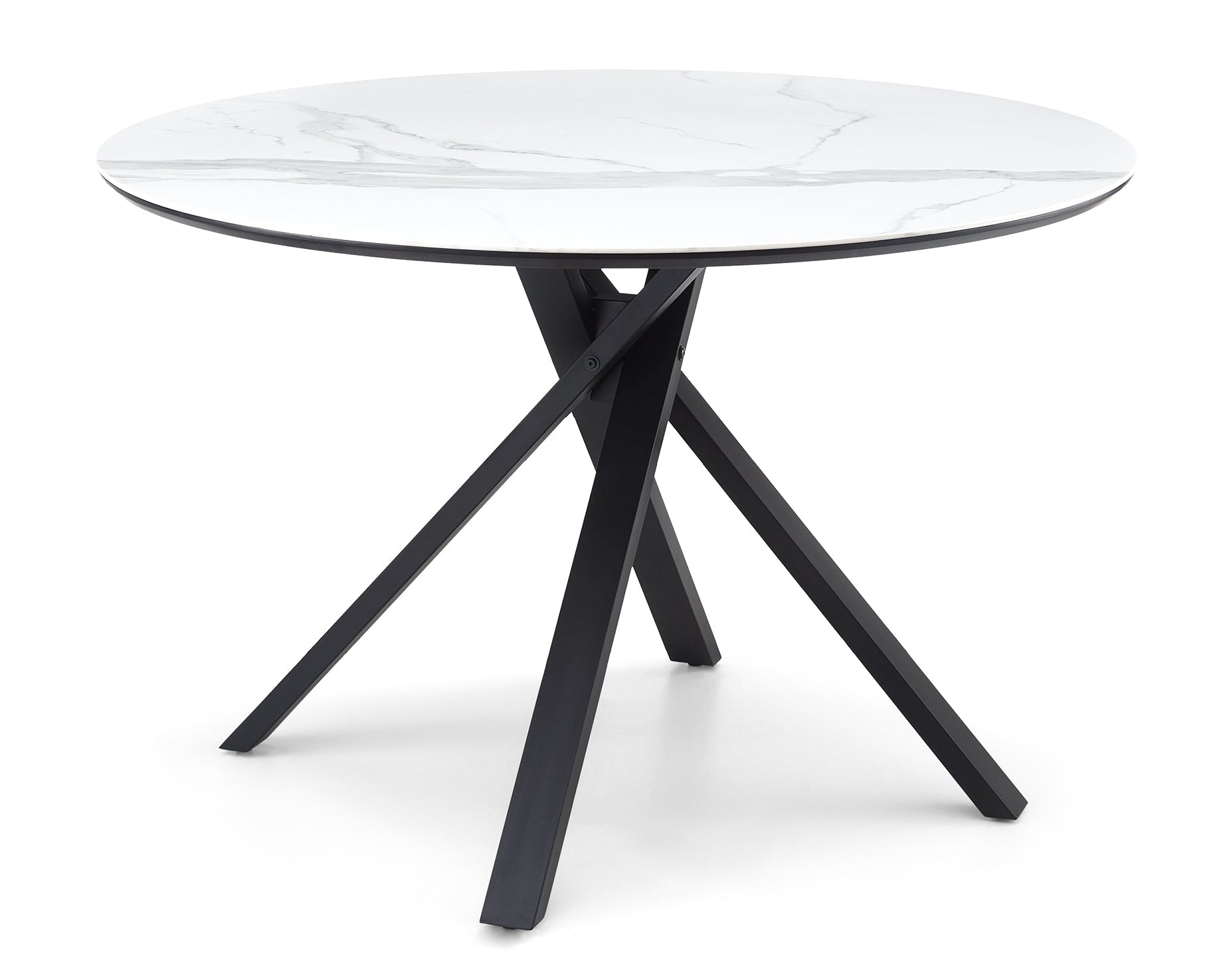 Aston Dining Table - White Ceramic/Matt Black